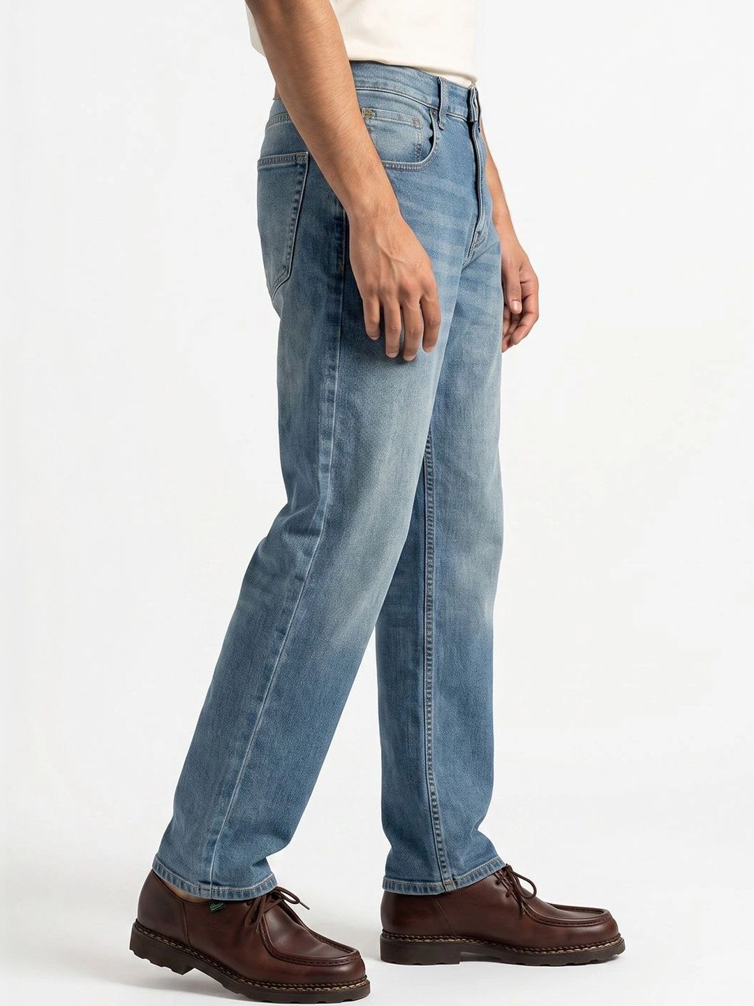 SPYKAR Men Chico Comfort Relaxed Fit Mid-Rise Light Fade Stretchable Jeans - back view