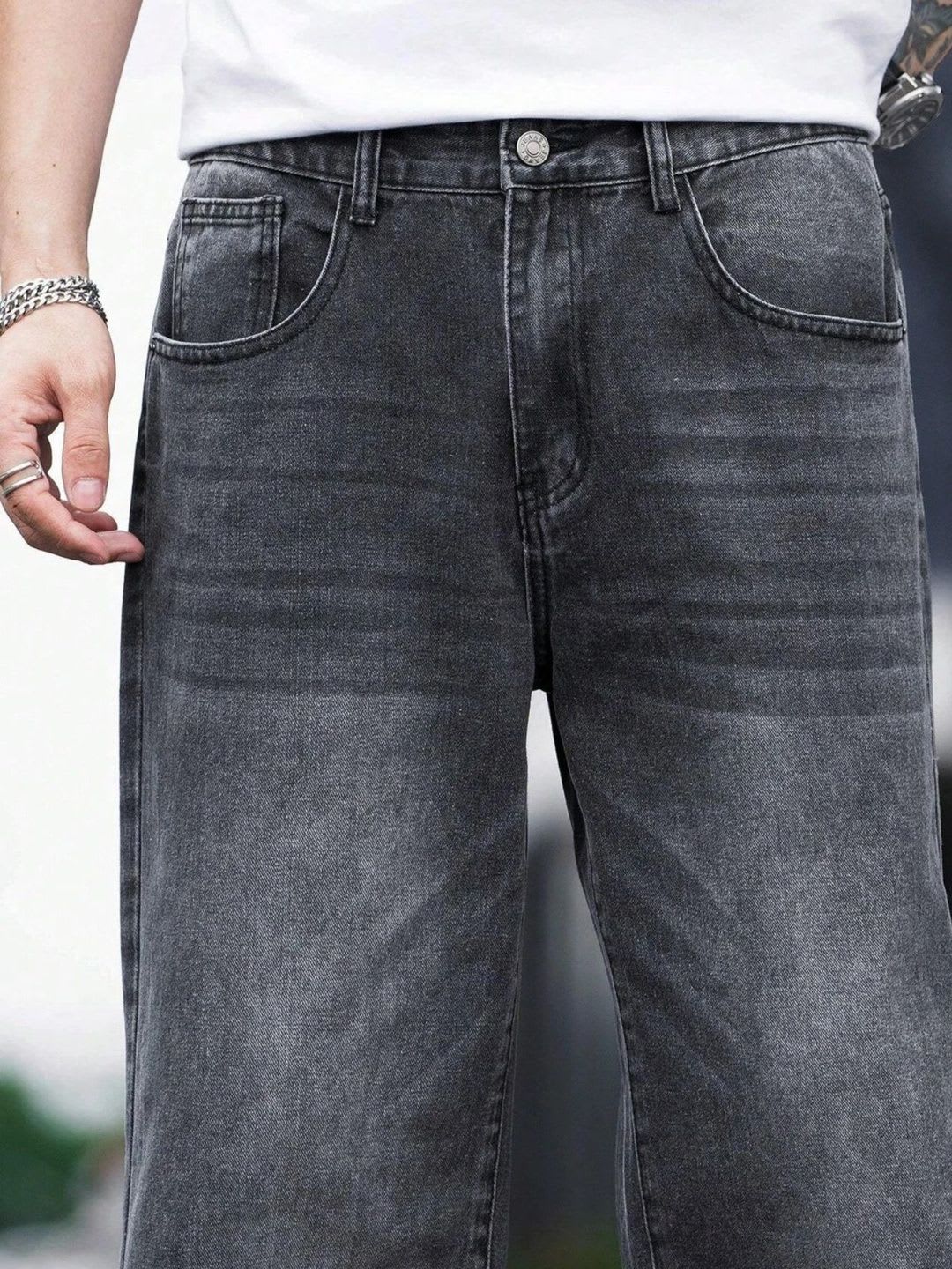 BREXX Men Comfort Mid-Rise Light Fade Stretchable Jeans - back view