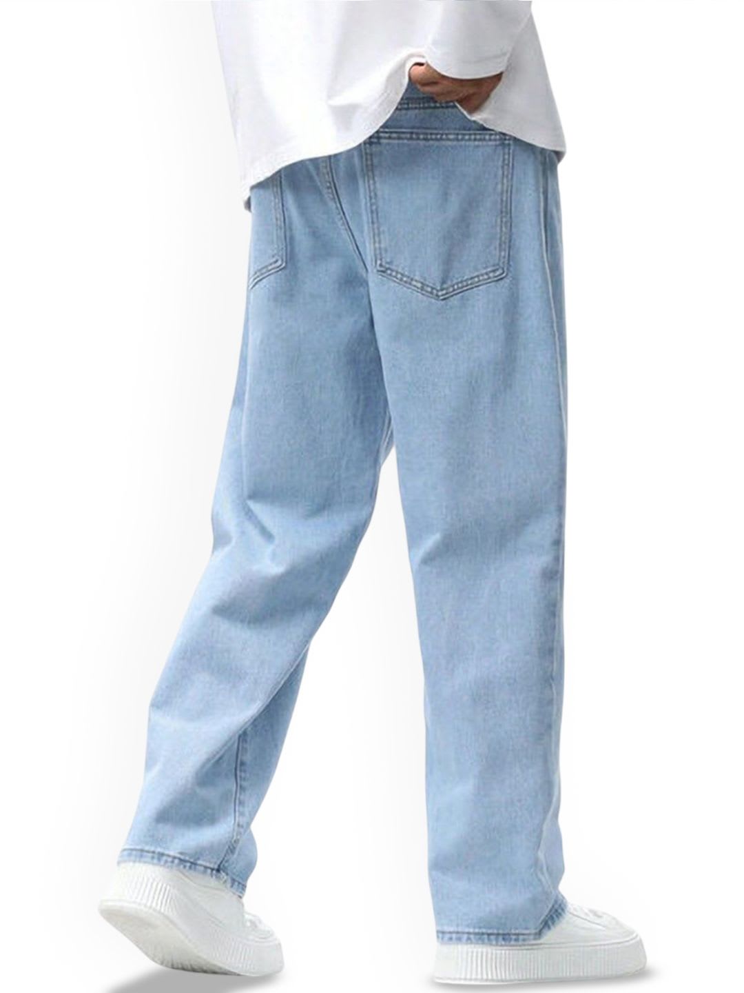 ANGERHOOD Men Mid-Rise Straight Fit Clean Look Stretchable Jeans - back view