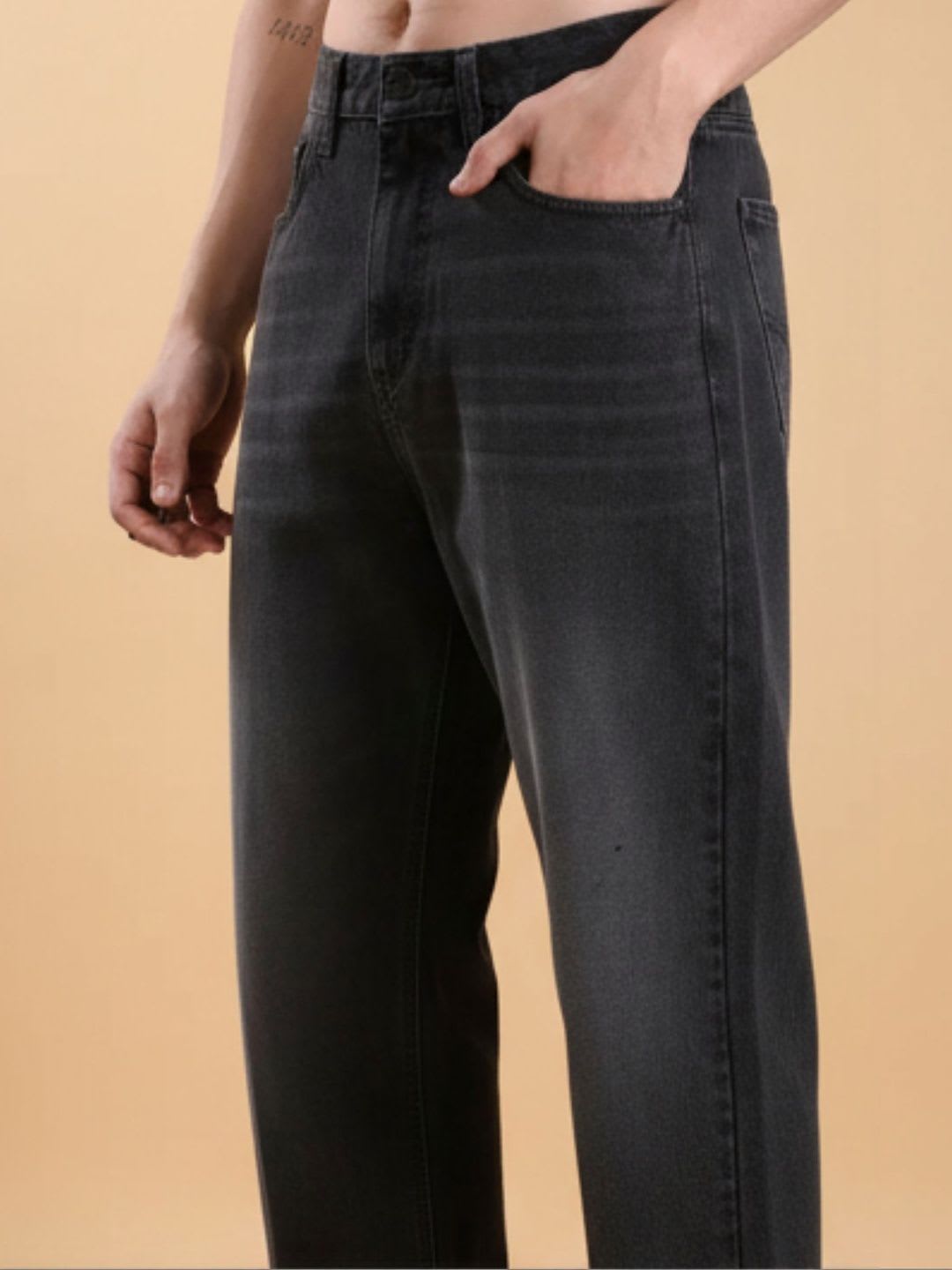 BREXX Men Jean Relaxed Fit Mid-Rise Light Fade Stretchable Jeans - left view
