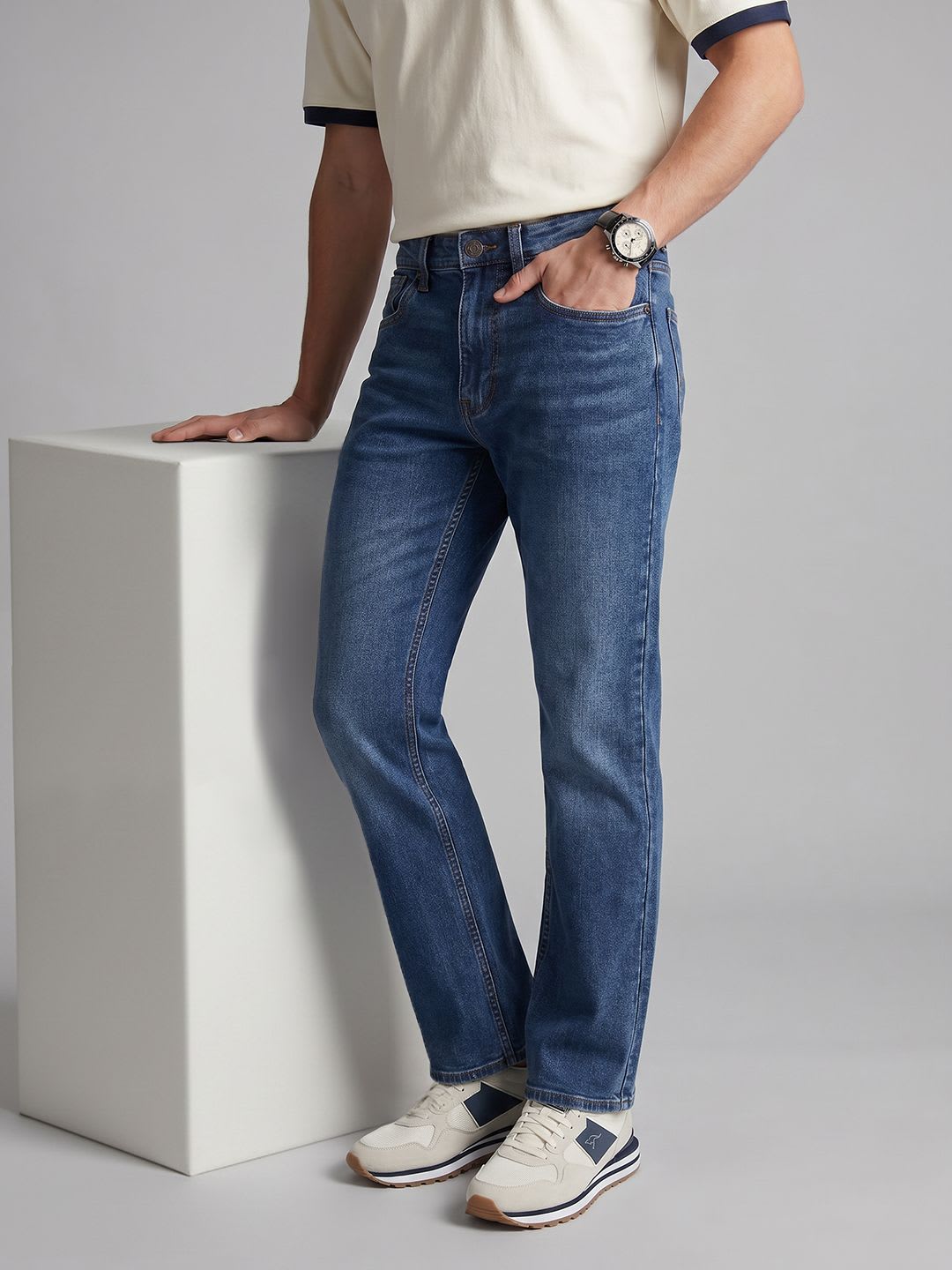 U.S. Polo Assn. Denim Co. Men Bootcut Light Fade Stretchable Jeans - default view