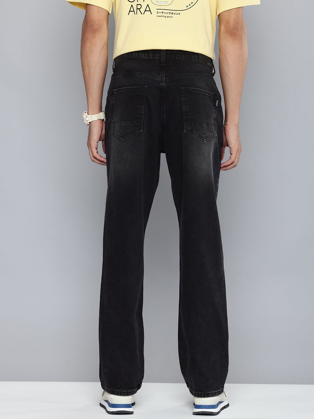 Aeropostale Men Relaxed Fit Light Fade Stretchable Jeans - back view
