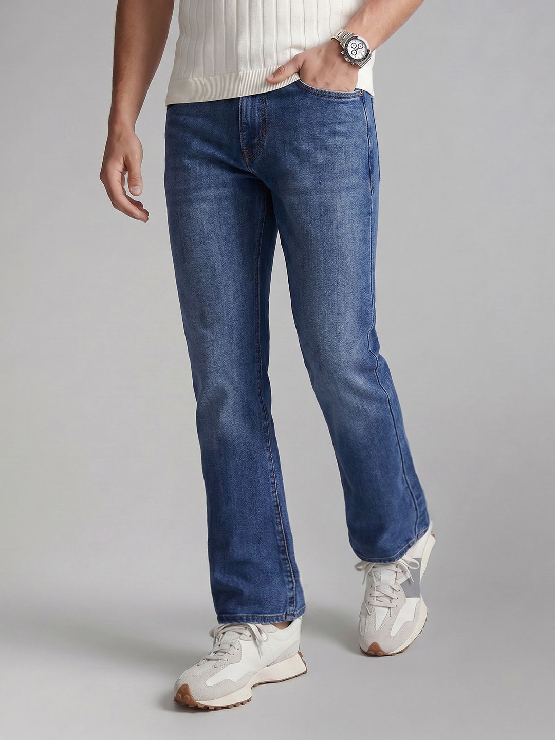 U.S. Polo Assn. Denim Co. Men Bootcut Light-Fade Stretchable Jeans - default view