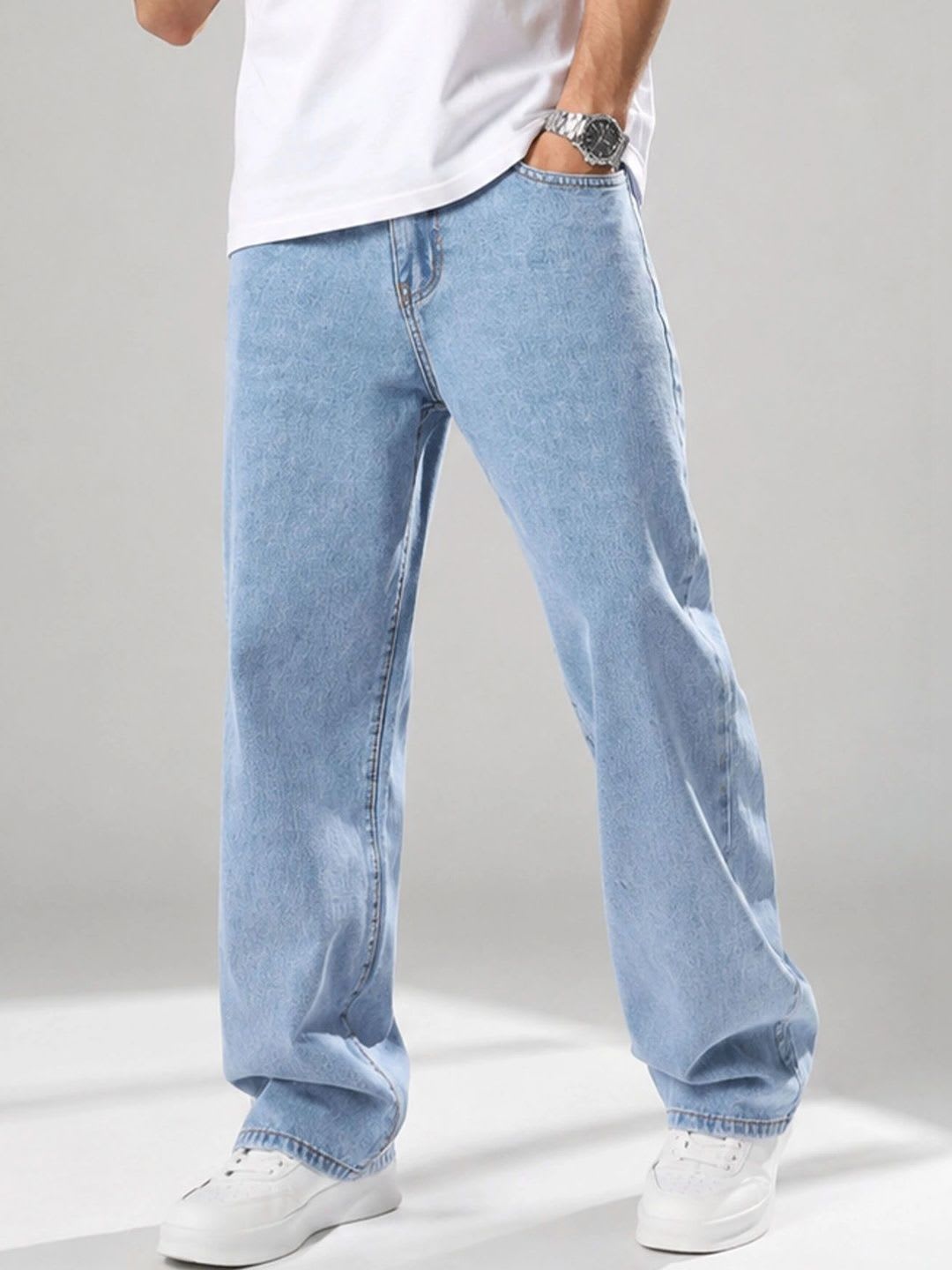 AUSK Men Relaxed Fit Mid-Rise Stretchable Jeans - left view