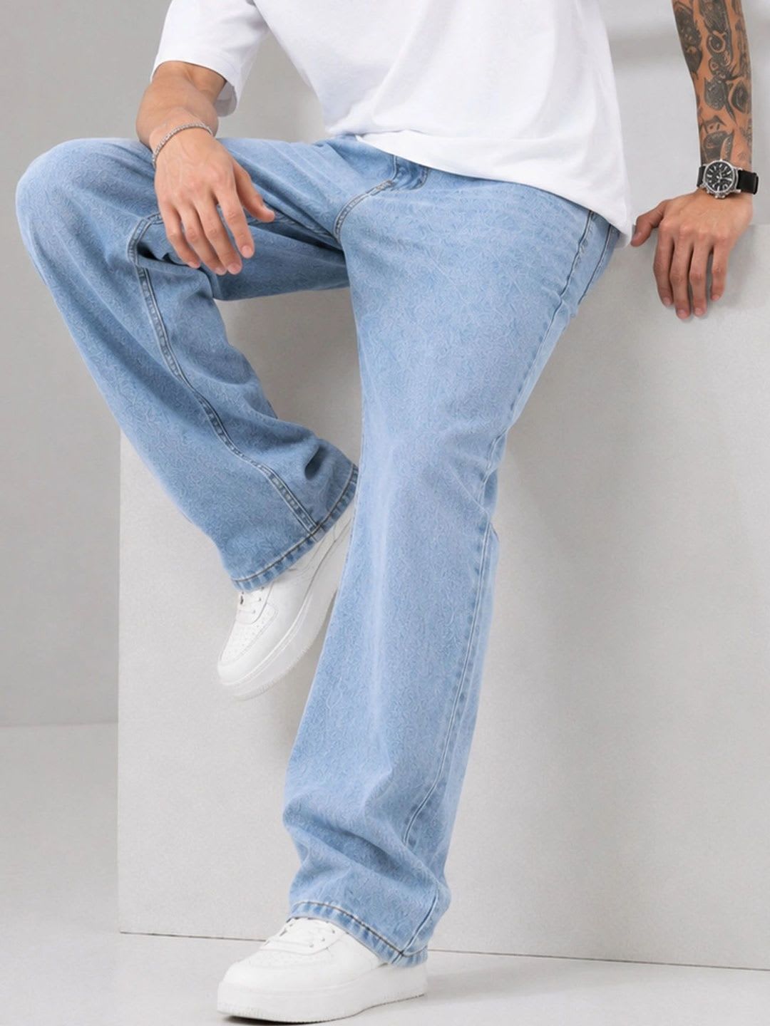 AUSK Men Relaxed Fit Mid-Rise Stretchable Jeans - right view