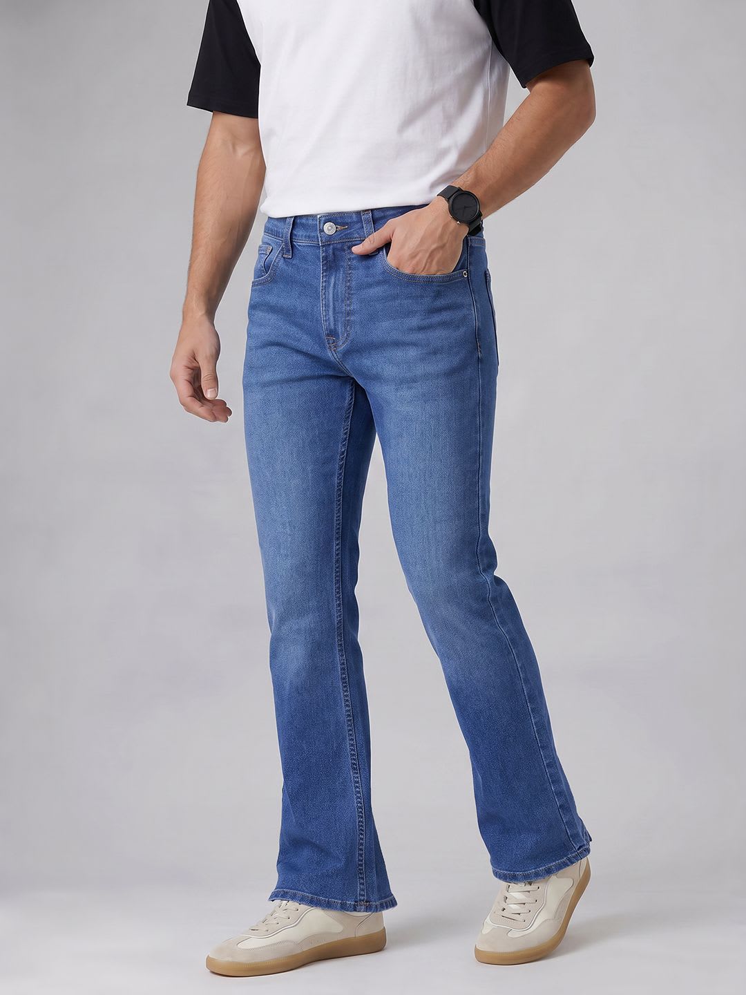 SPYKAR Men Rafter Bootcut Mid-Rise Light Fade Stretchable Jeans - default view