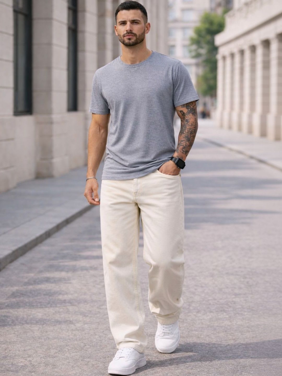 BREXX Men Jean Straight Fit Mid-Rise Stretchable Jeans - back view