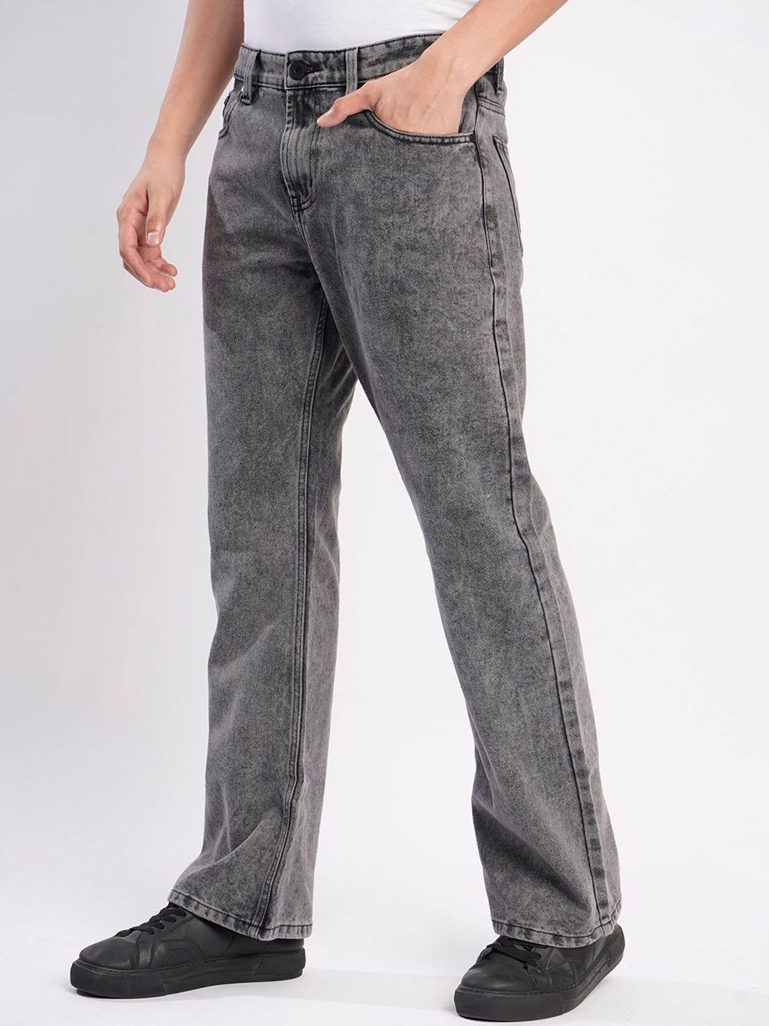 Bene Kleed Grey Light Fade Mid-Rise Bootcut Fit Jeans - back view