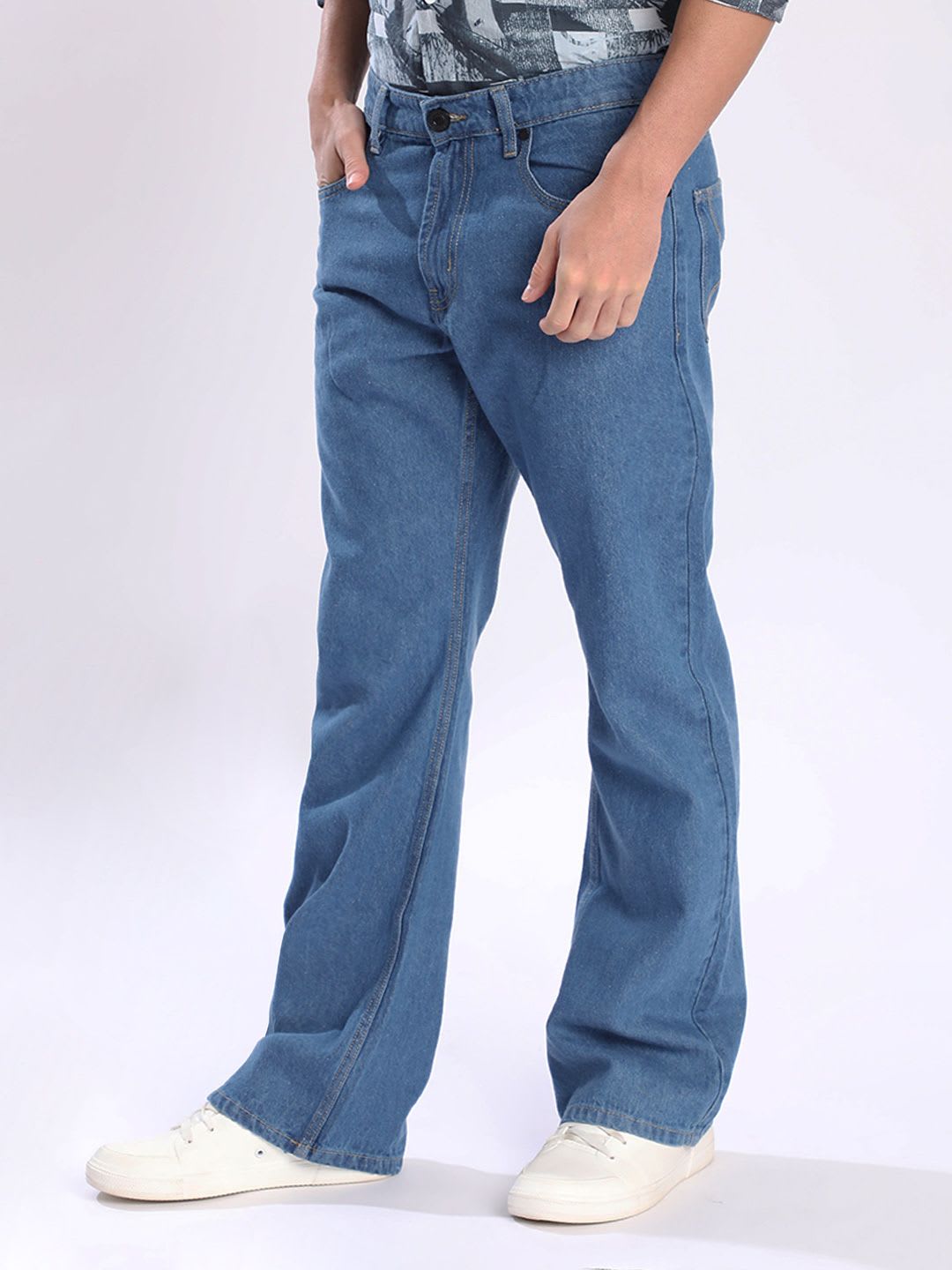 Bene Kleed Men Blue Bootcut Jeans - back view