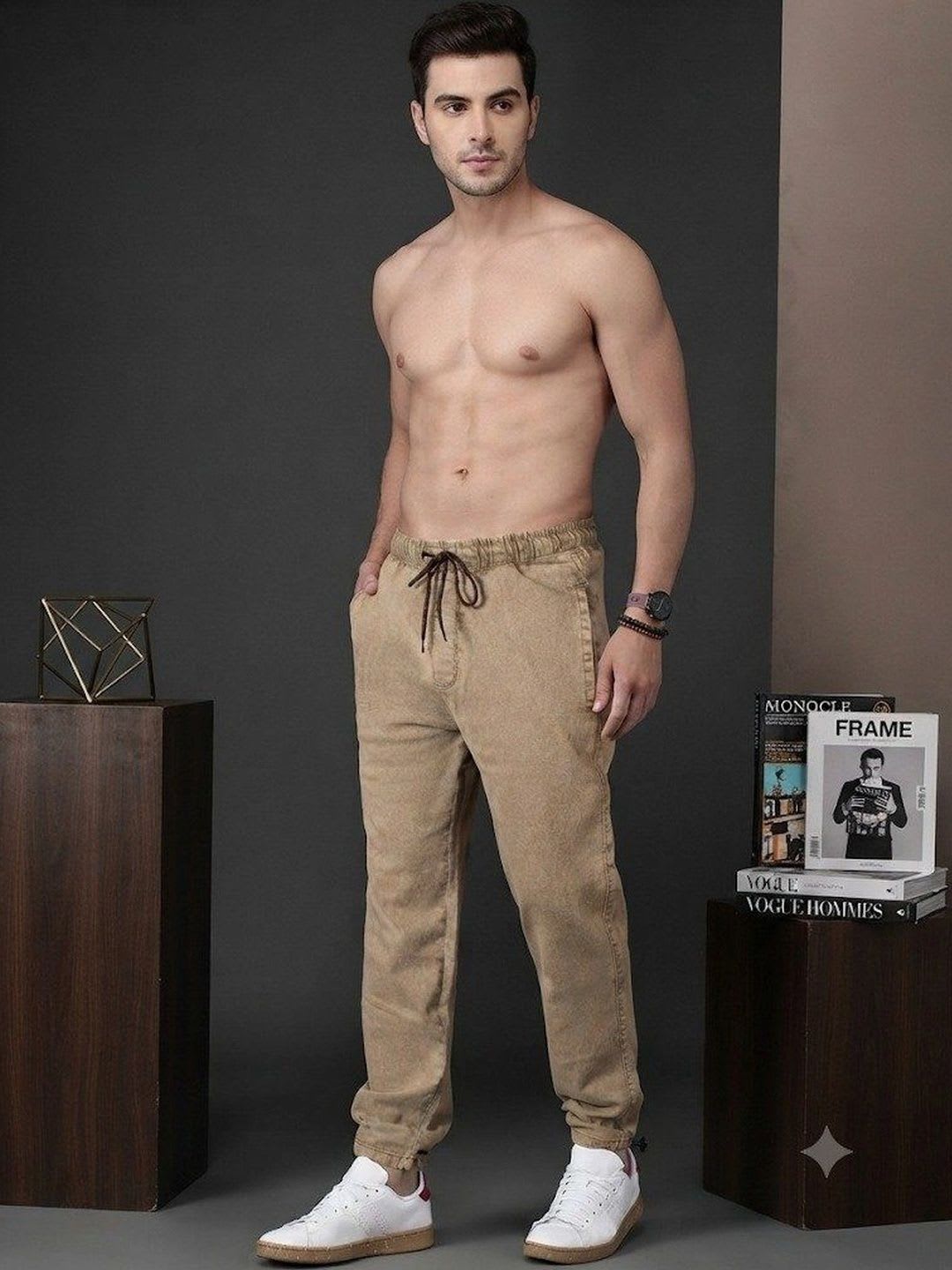 RIG BONE Men Relaxed Fit Mid-Rise Heavy Fade Cuffed Hem Stretchable Jeans - right view