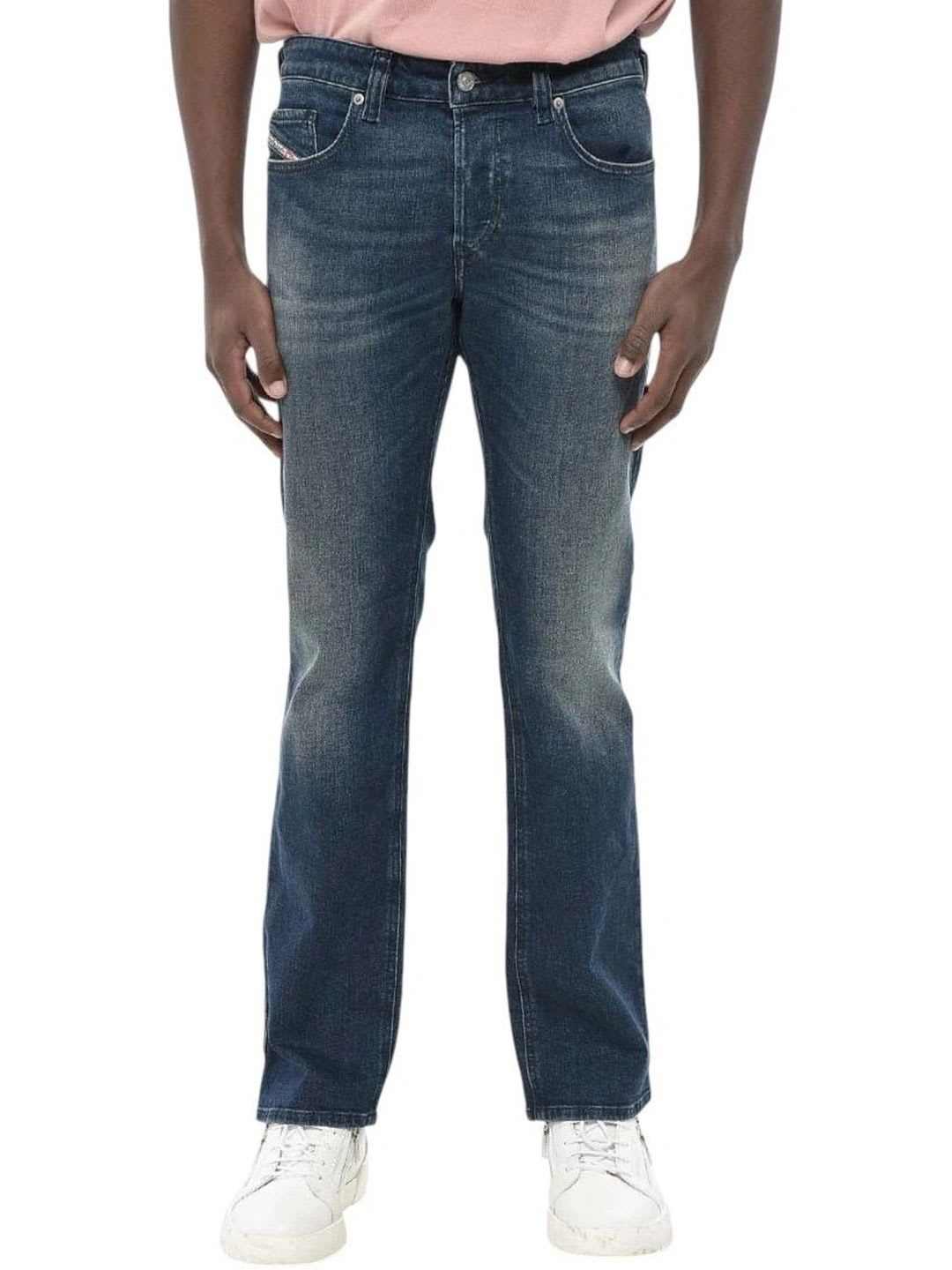 DIESEL Men Straight Fit Mid-Rise Low Distress Jeans - default view