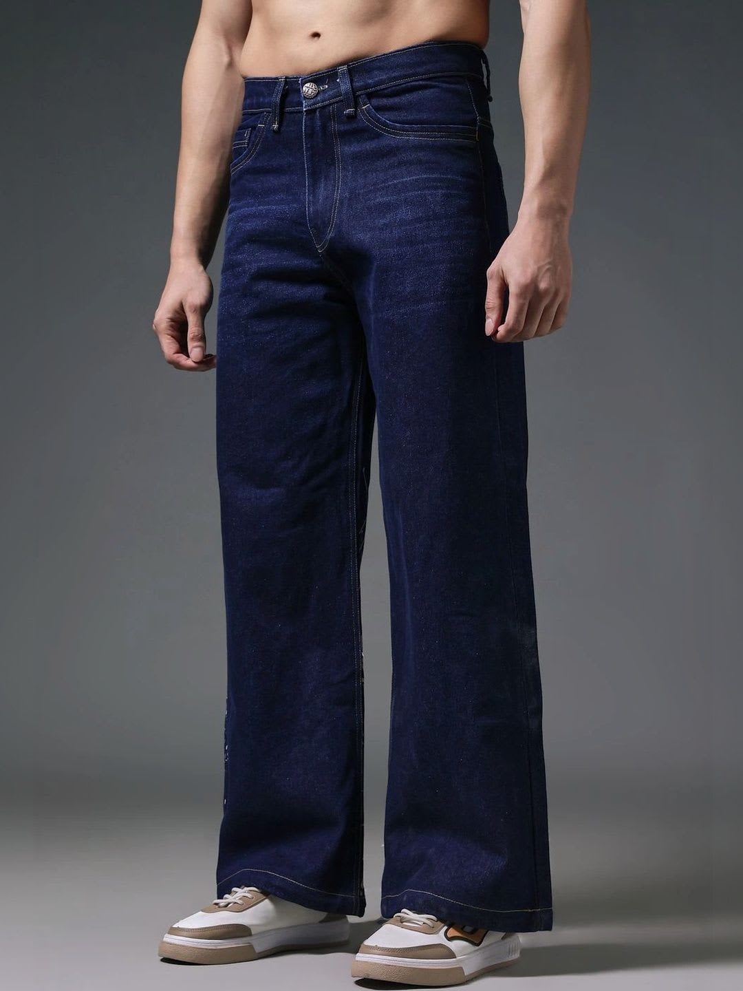 SINSKARI Men Relaxed Fit Mid-Rise Printed Stretchable Jeans - back view