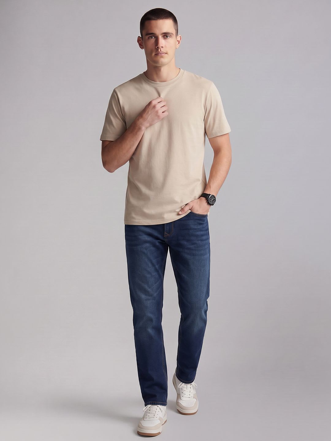 Louis Philippe Jeans Men Low-Rise Stretchable Jeans - back view