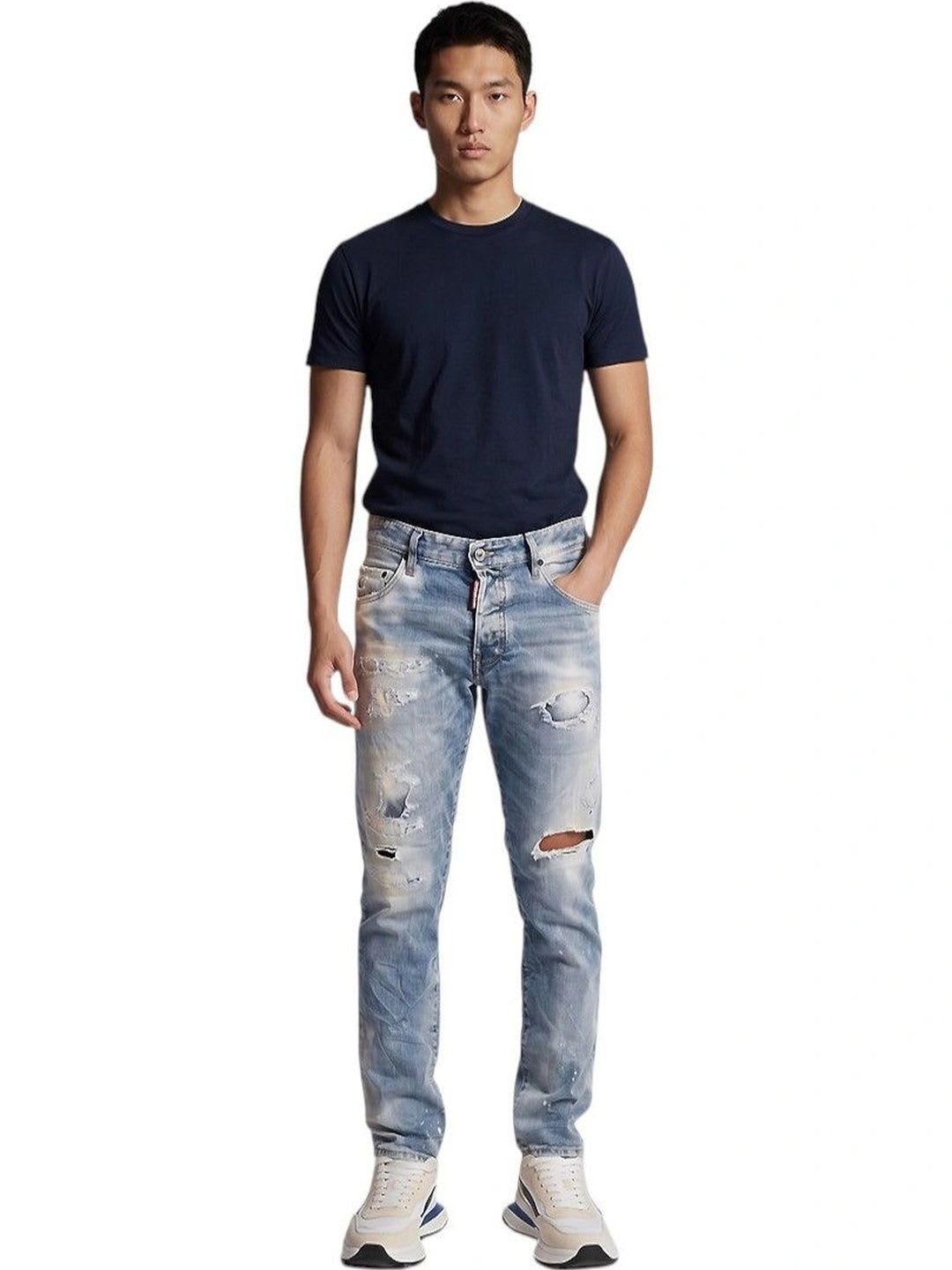 Dsquared2 Blue Slim Distressed Jeans - default view