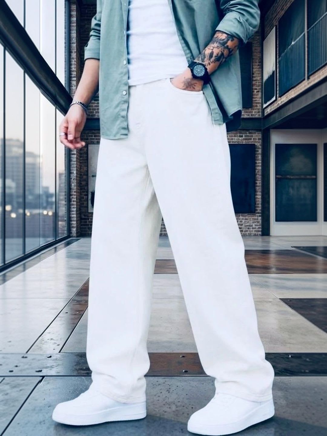 FLAYING Men Relaxed Fit Mid-Rise Jeans - back view