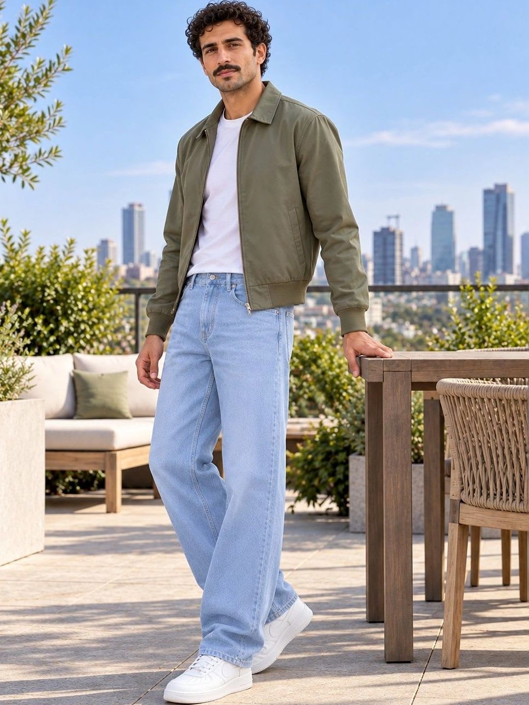 DENIM LIFE Men Classic Straight Fit Mid-Rise Stretchable Jeans - back view