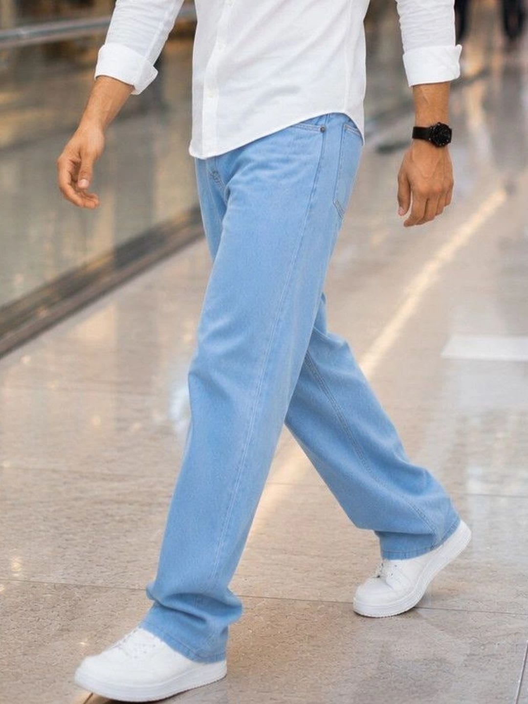 7 CUTS Men Straight Fit Mid-Rise Jeans - back view