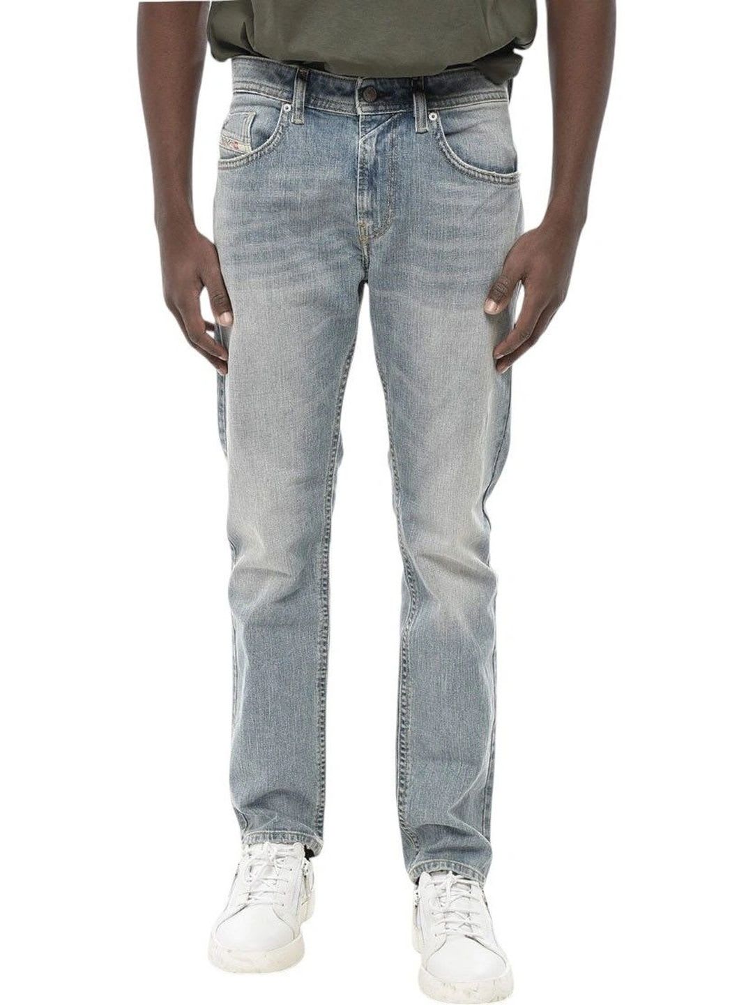 DIESEL Men Slim Fit Mid-Rise Low Distress Jeans - default view