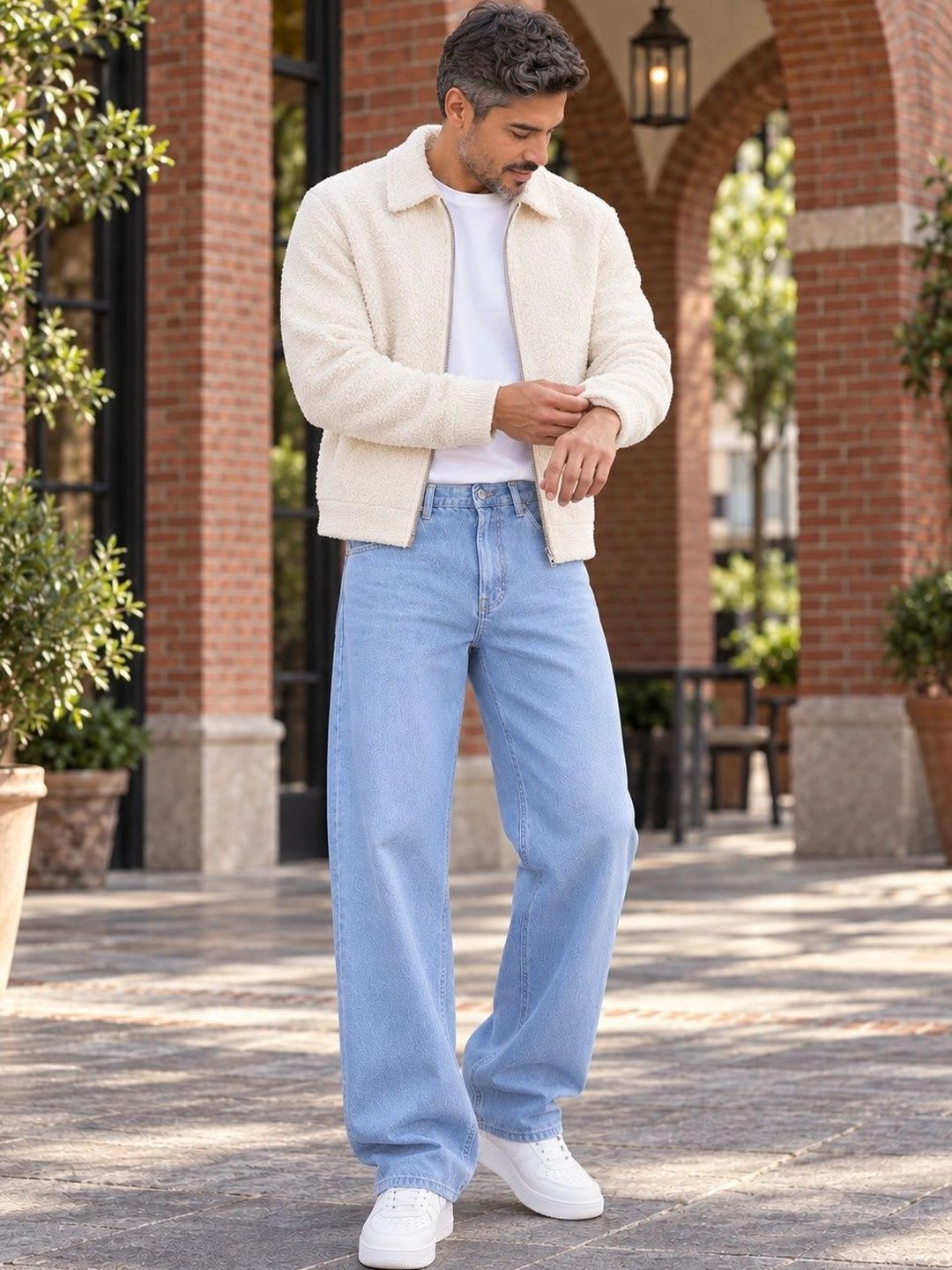 GARTEEN Men Classic Straight Fit Mid-Rise Stretchable Jeans - default view