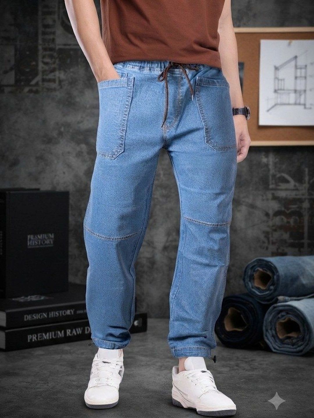 RIG BONE Men Relaxed Fit Mid-Rise Heavy Fade Cuffed Hem Stretchable Jeans - default view