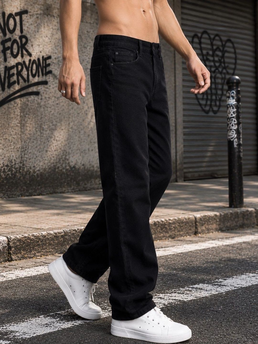 Bene Kleed Men Black Relaxed Fit Mid Rise washed Jeans - right view