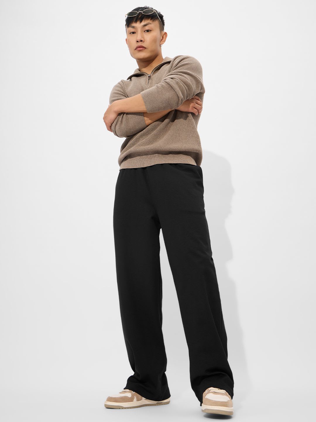 The Souled Store Men Relaxed Fit Solid Black Korean Joggers - right view