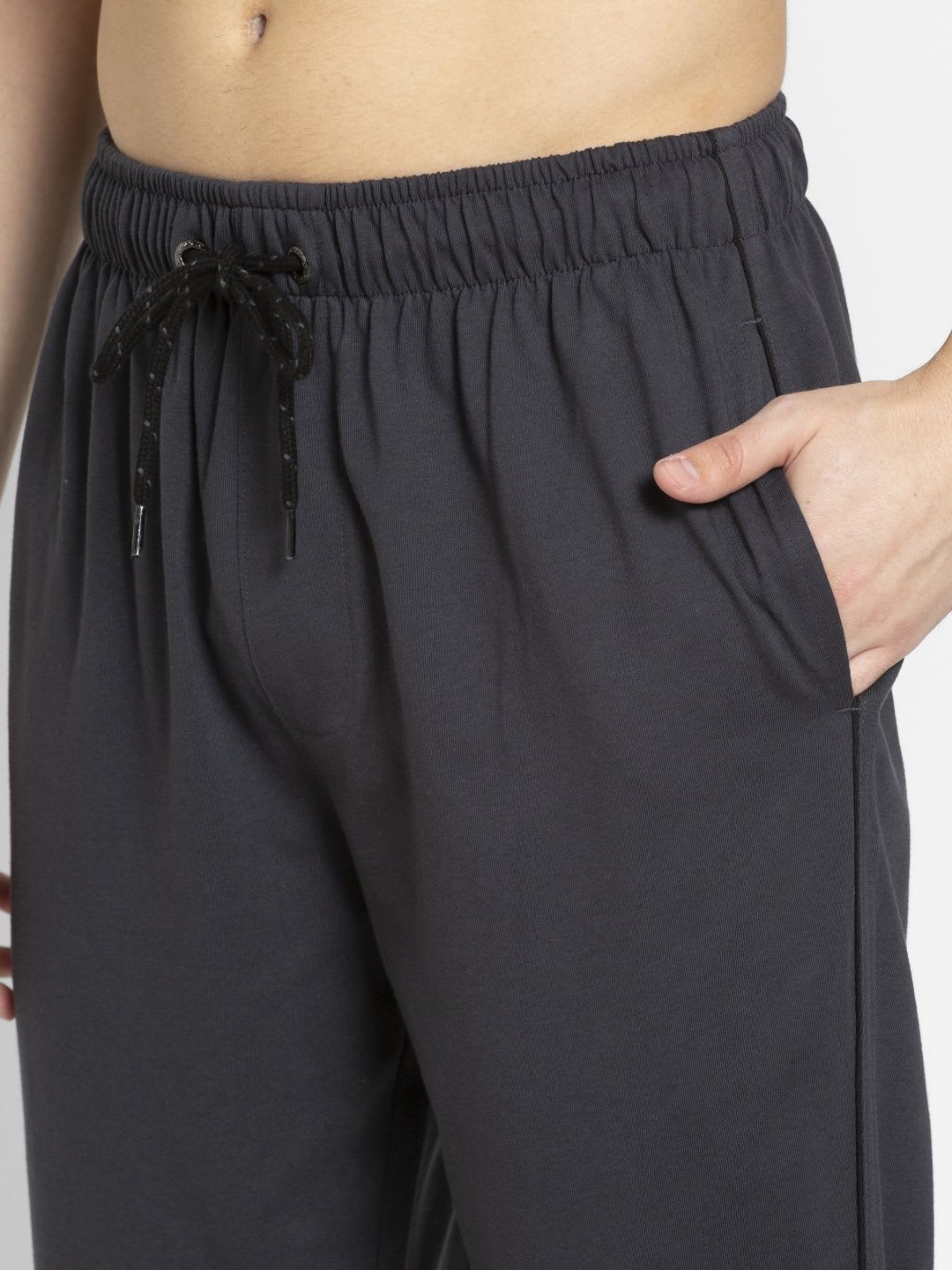Jockey Men Charcoal Grey Solid Track Pants - left view