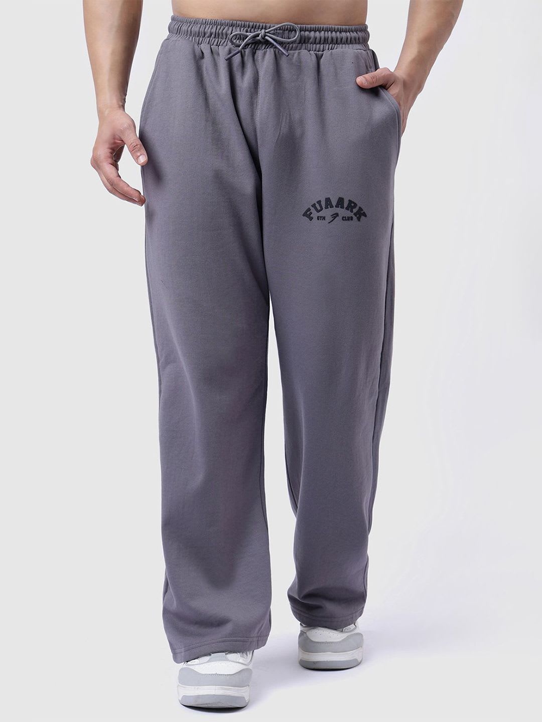 FUAARK Laidback Men Relaxed Fit Premium Gym Workout & Casual Dark Grey TrackPant - default view