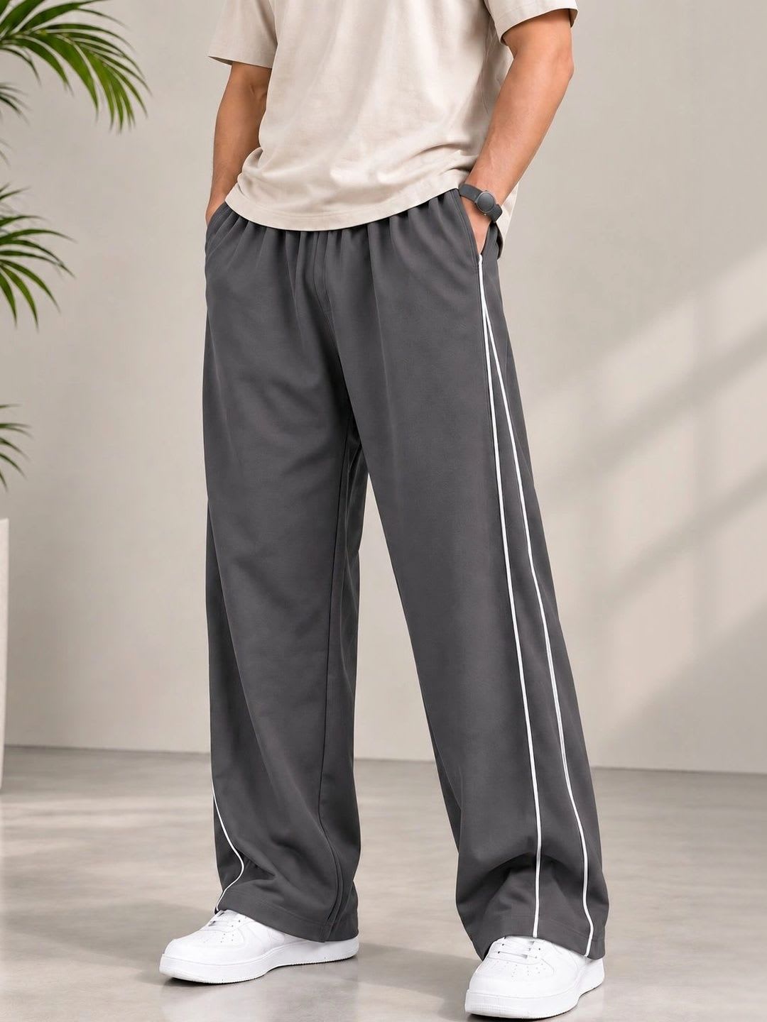 MK BROTHERS Men Wide Leg Training Track Pants - default view