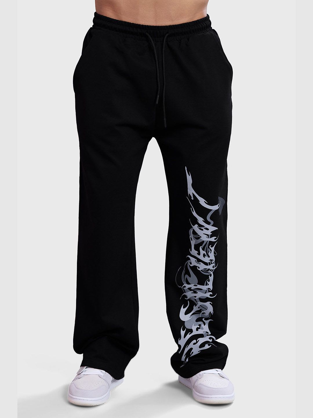 FUAARK Men Printed Ressiliant Straight Oversized Cotton Track Pants - default view