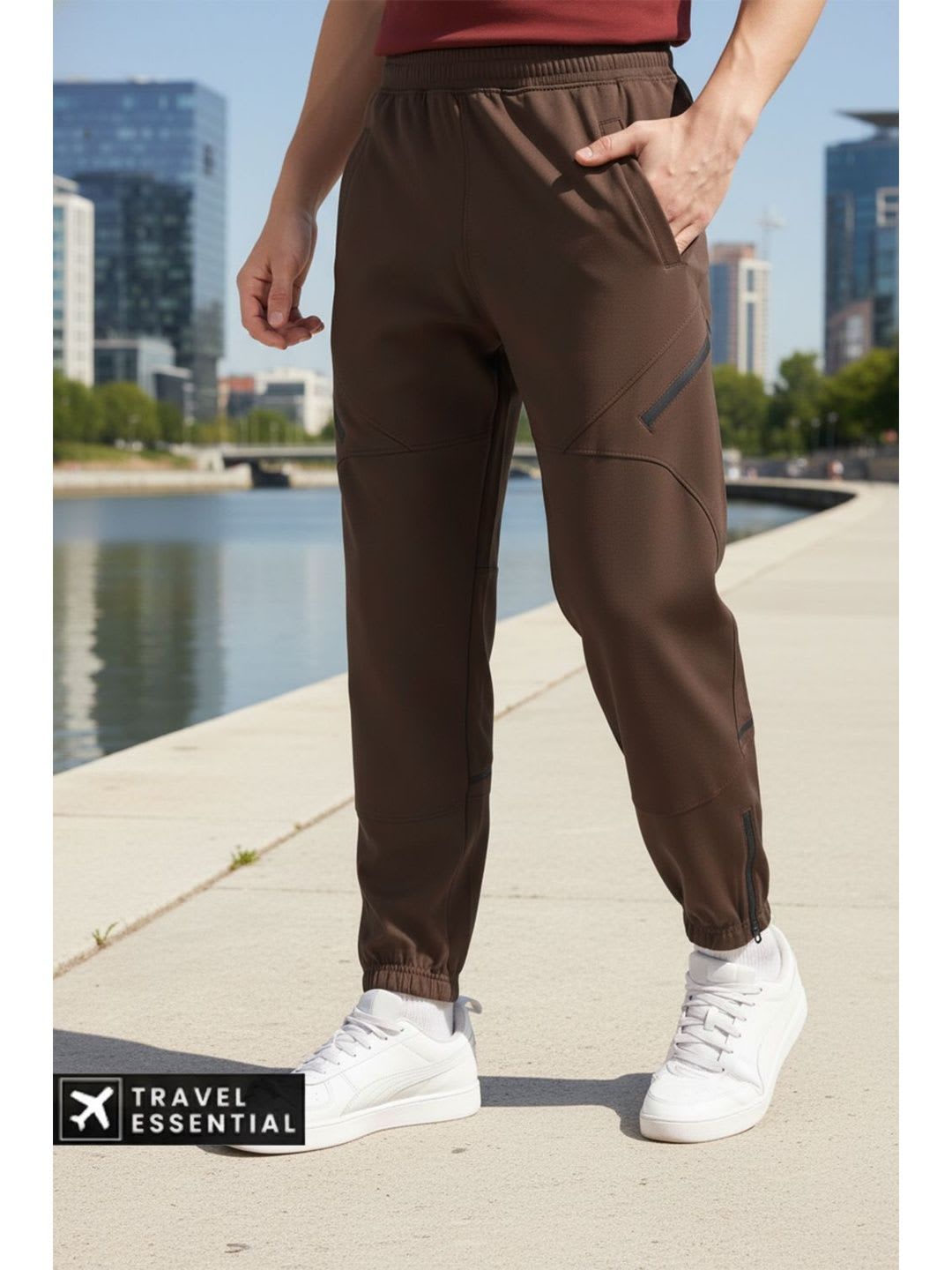 NOBERO Men Relaxed-Fit Mid-Rise Oversized Track Pant - default view