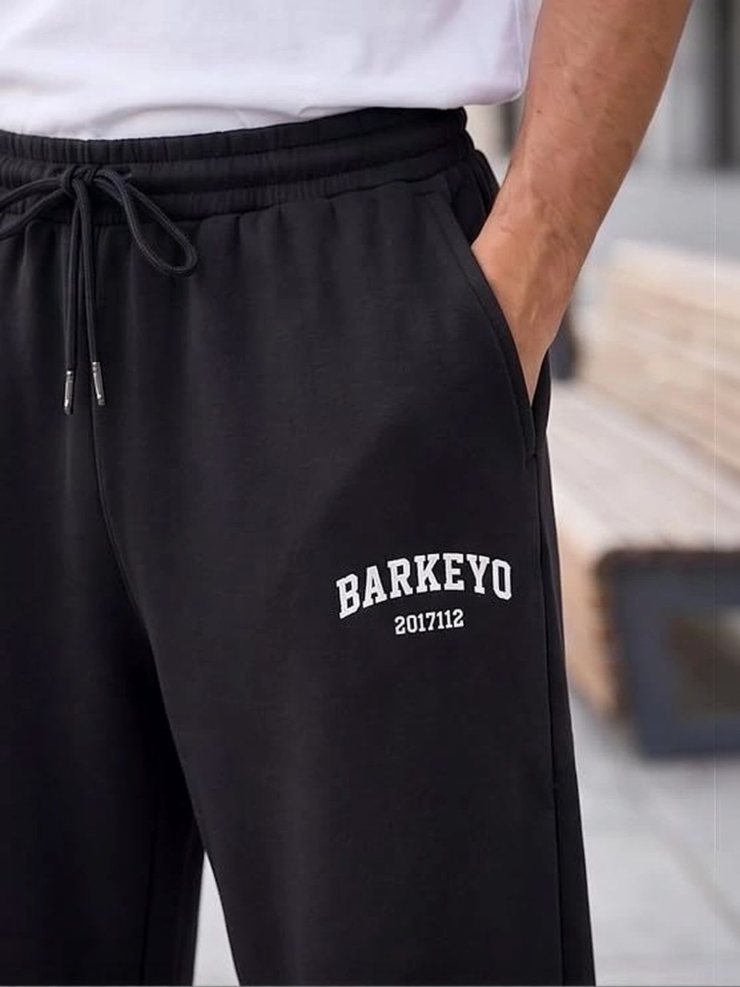Barkeyo Men Baggy Alphanumeric Track Pants - left view