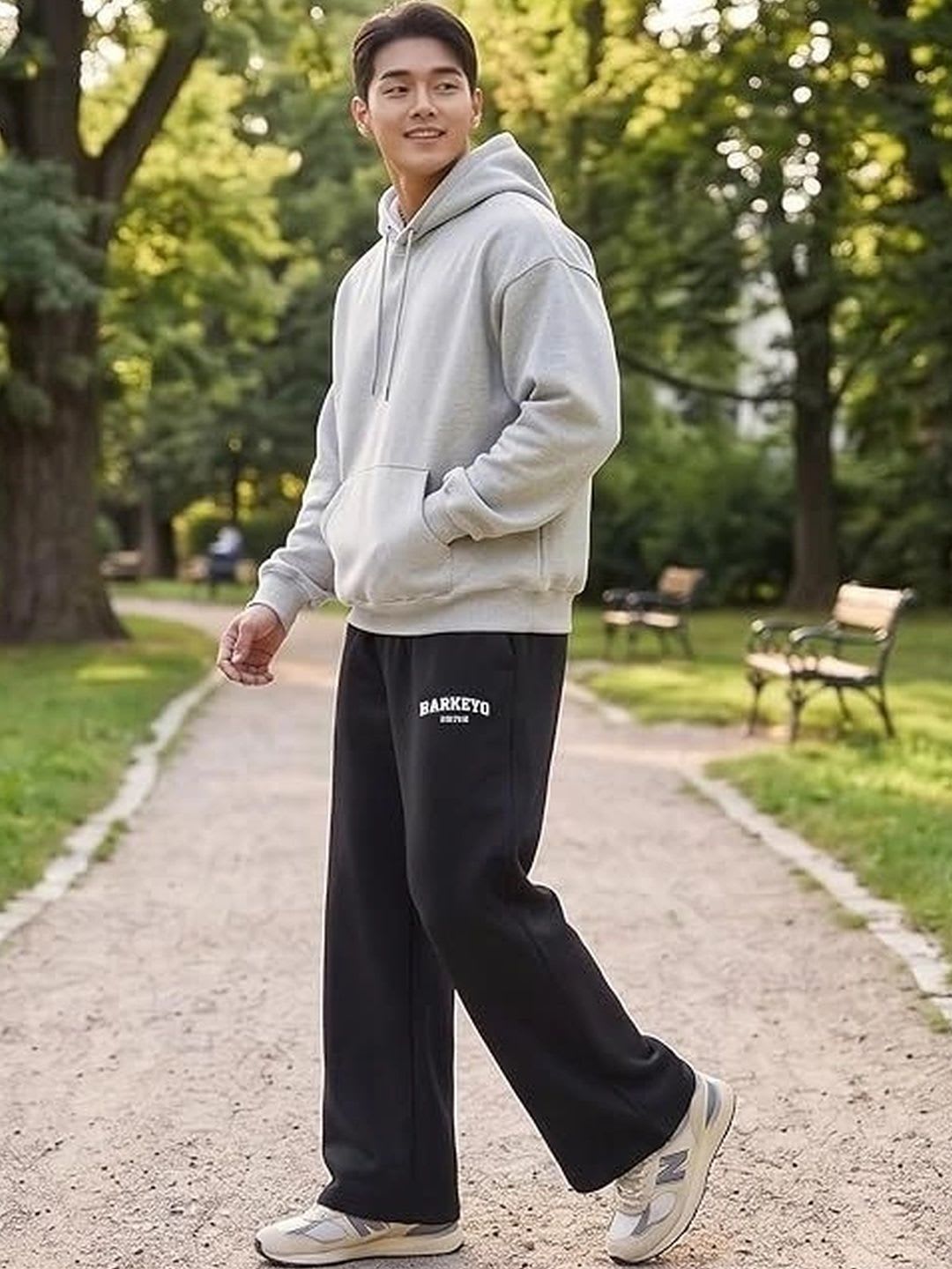 Barkeyo Men Baggy Alphanumeric Track Pants - right view