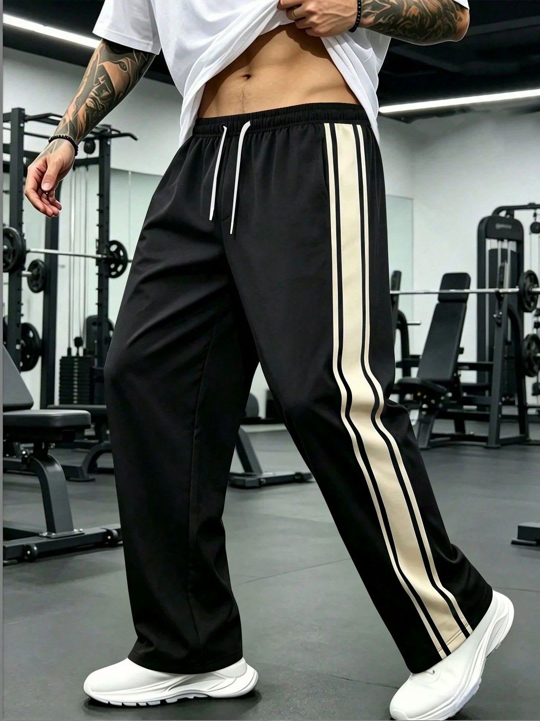 MODALEN Men Relaxed Fit Striped Training Track Pants - default view