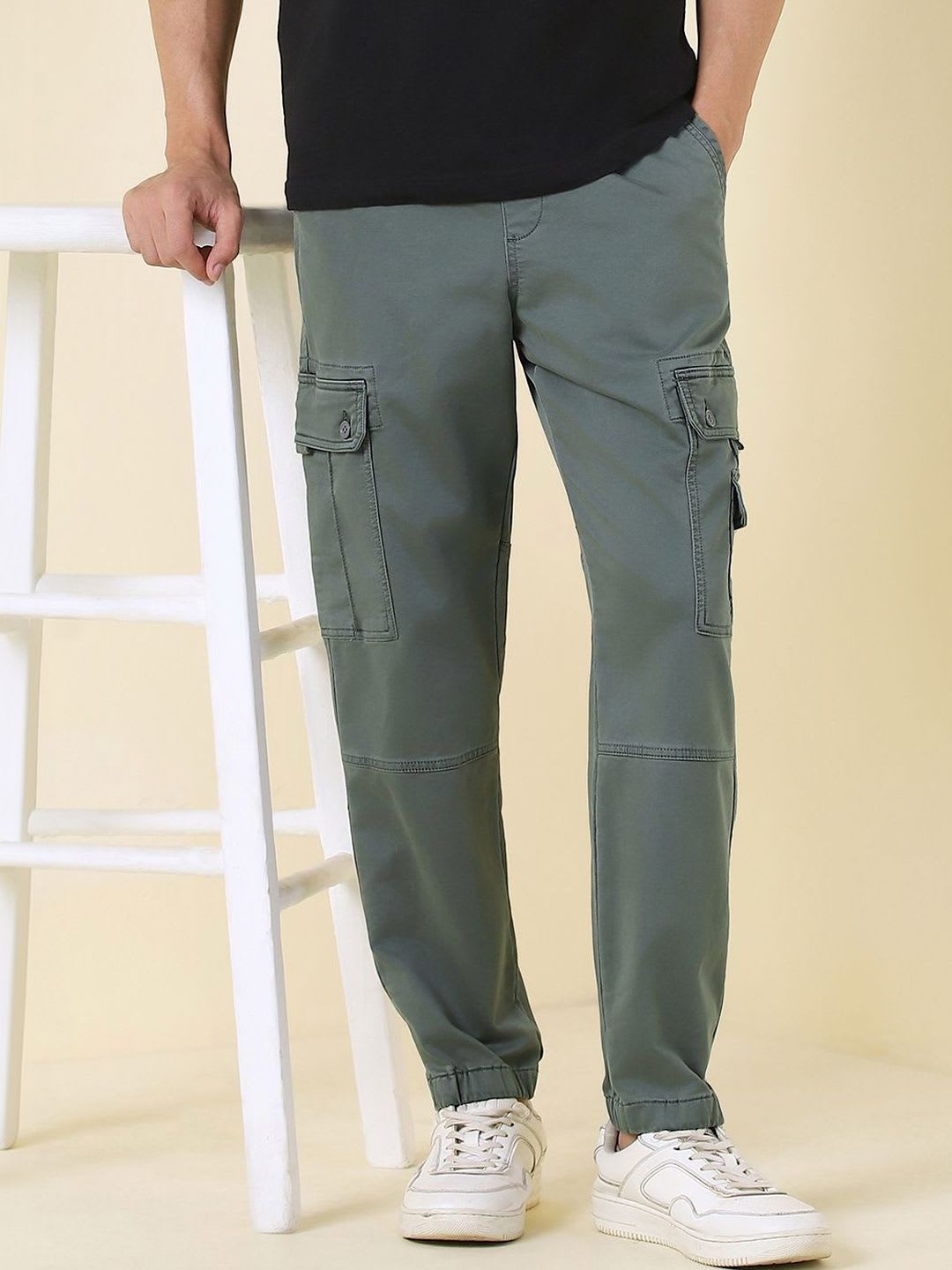 Allen Solly Men Solid Green Jogger Pants - default view