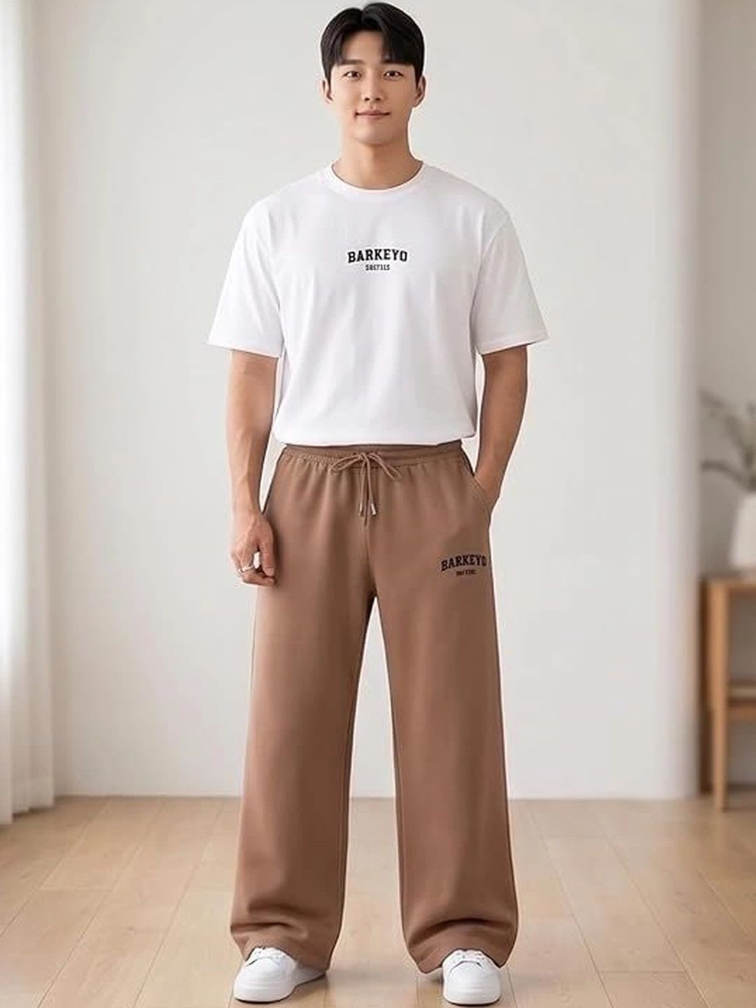 Barkeyo Men Baggy Brand Logo Training Track Pants - right view
