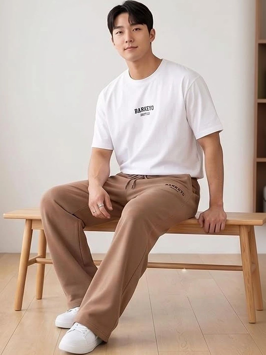 Barkeyo Men Baggy Brand Logo Training Track Pants - left view