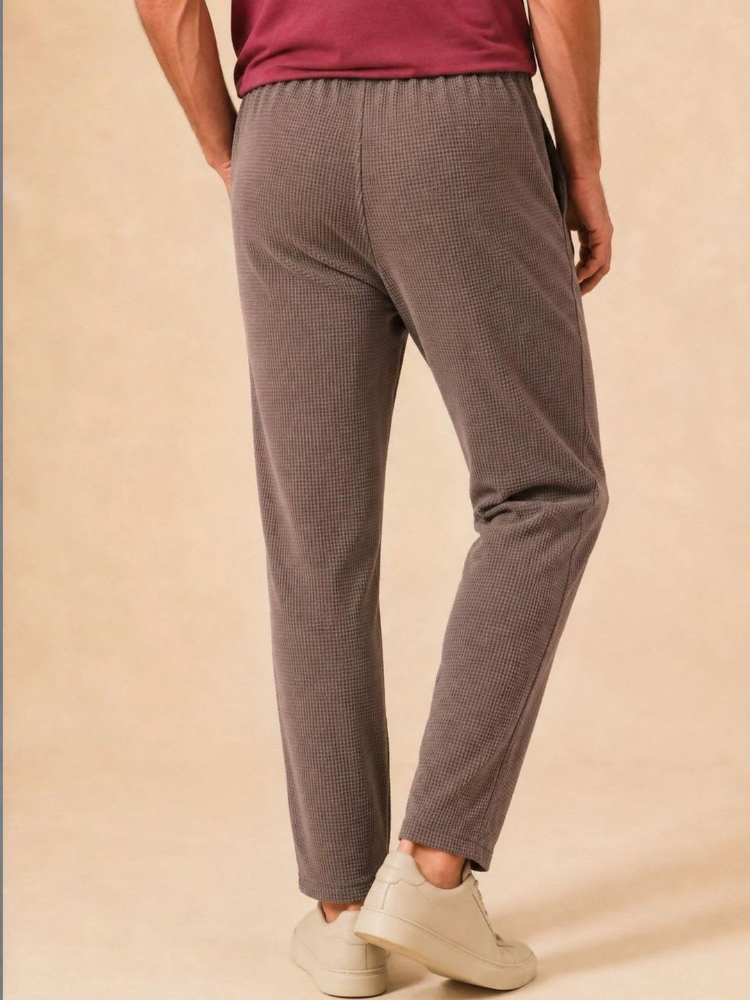 Zimist Men Regular Fit Textured Track Pants - back view