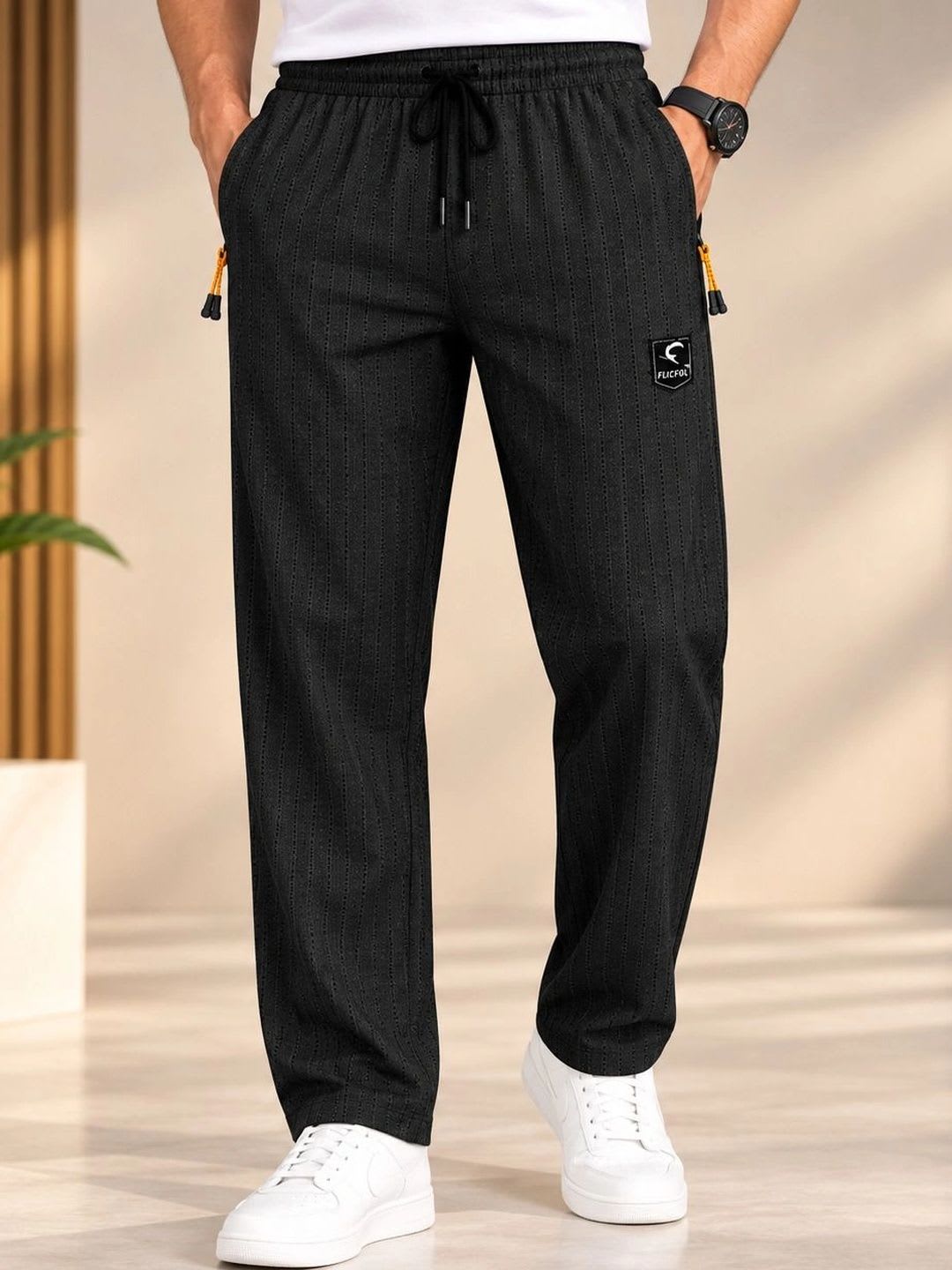 Flicfol Men Regular Fit Dri-FIT Training Track Pants - default view