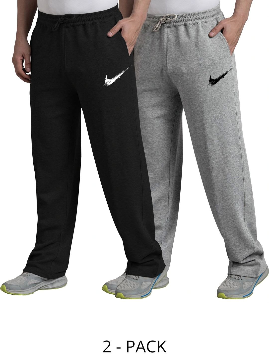 West Gate Clothing Men Pack of 2 Regular Fit Brand Logo Training Track Pants - default view