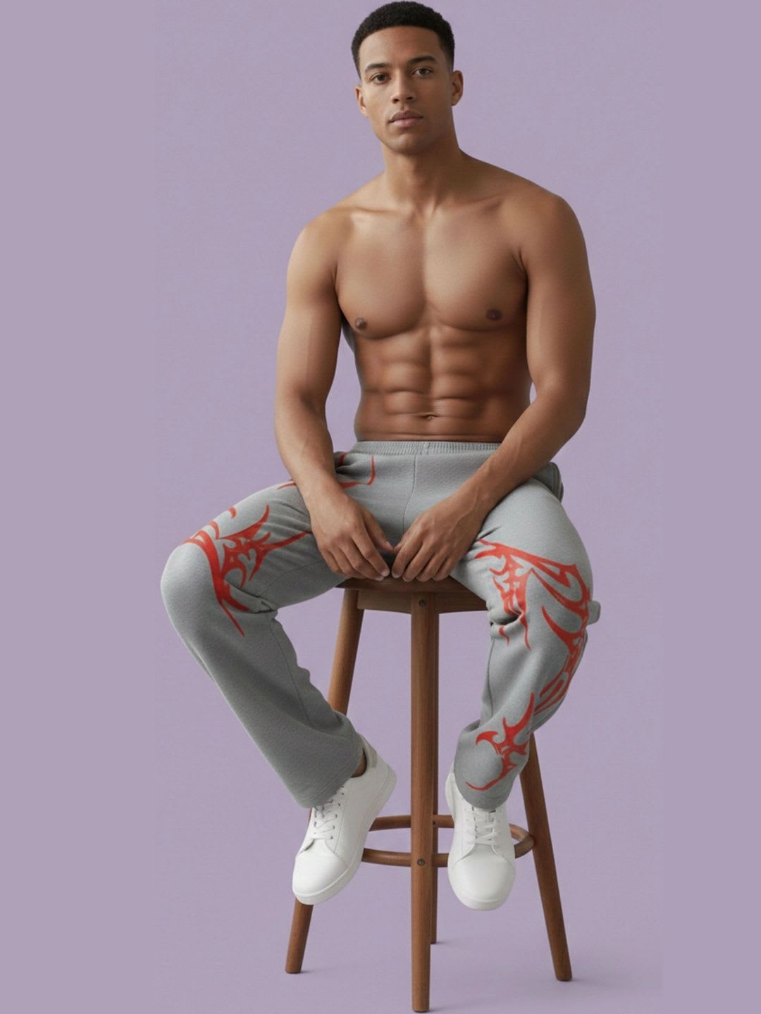 HERE&NOW Men Straight Fit Graphic Print Track Pants - left view