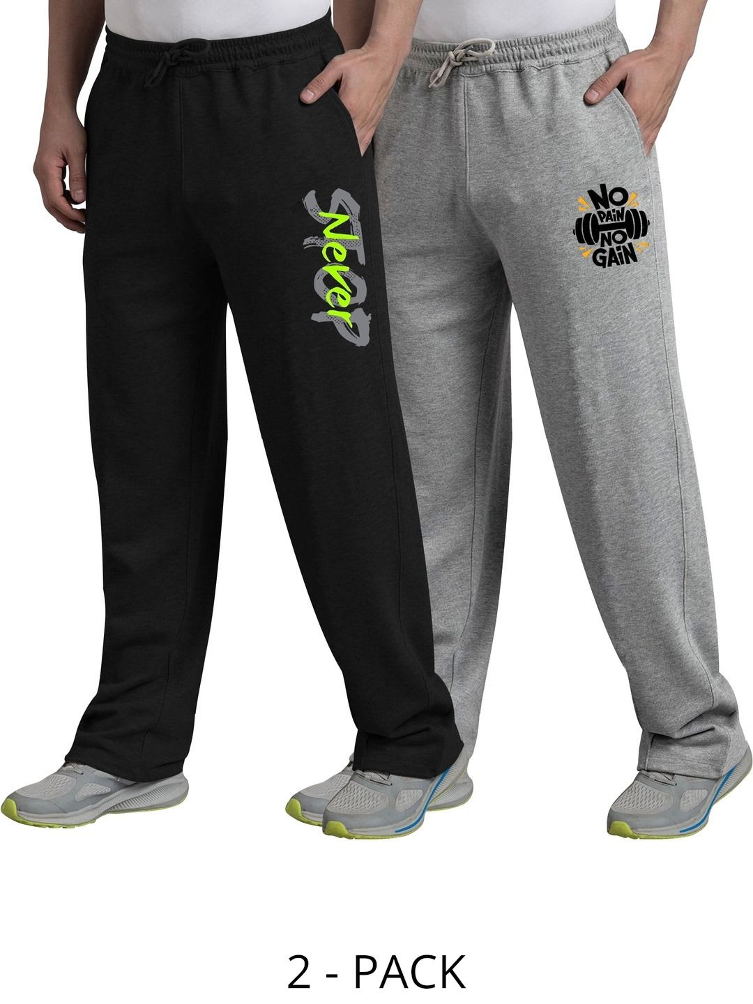 West Gate Clothing Men Pack of 2 Regular Fit Typography Training Track Pants - default view