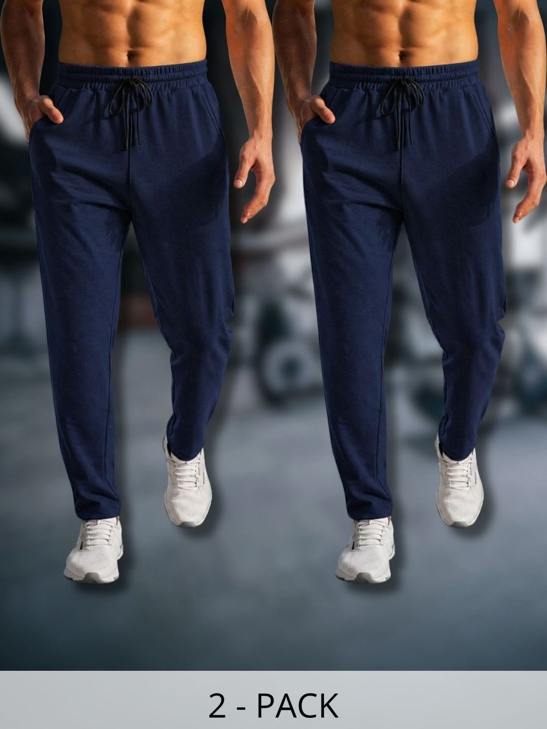 TENRUN Men Pack of 2 Regular Fit Training Track Pants - default view