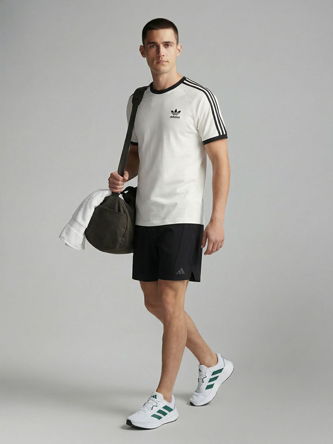ADIDAS Men D4T Brand Logo Printed Training or Gym Sports Shorts - back view