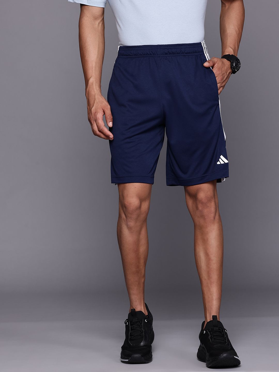 ADIDAS Men Brand Logo Detail 3 Stripes Aeroready Sports Shorts - default view