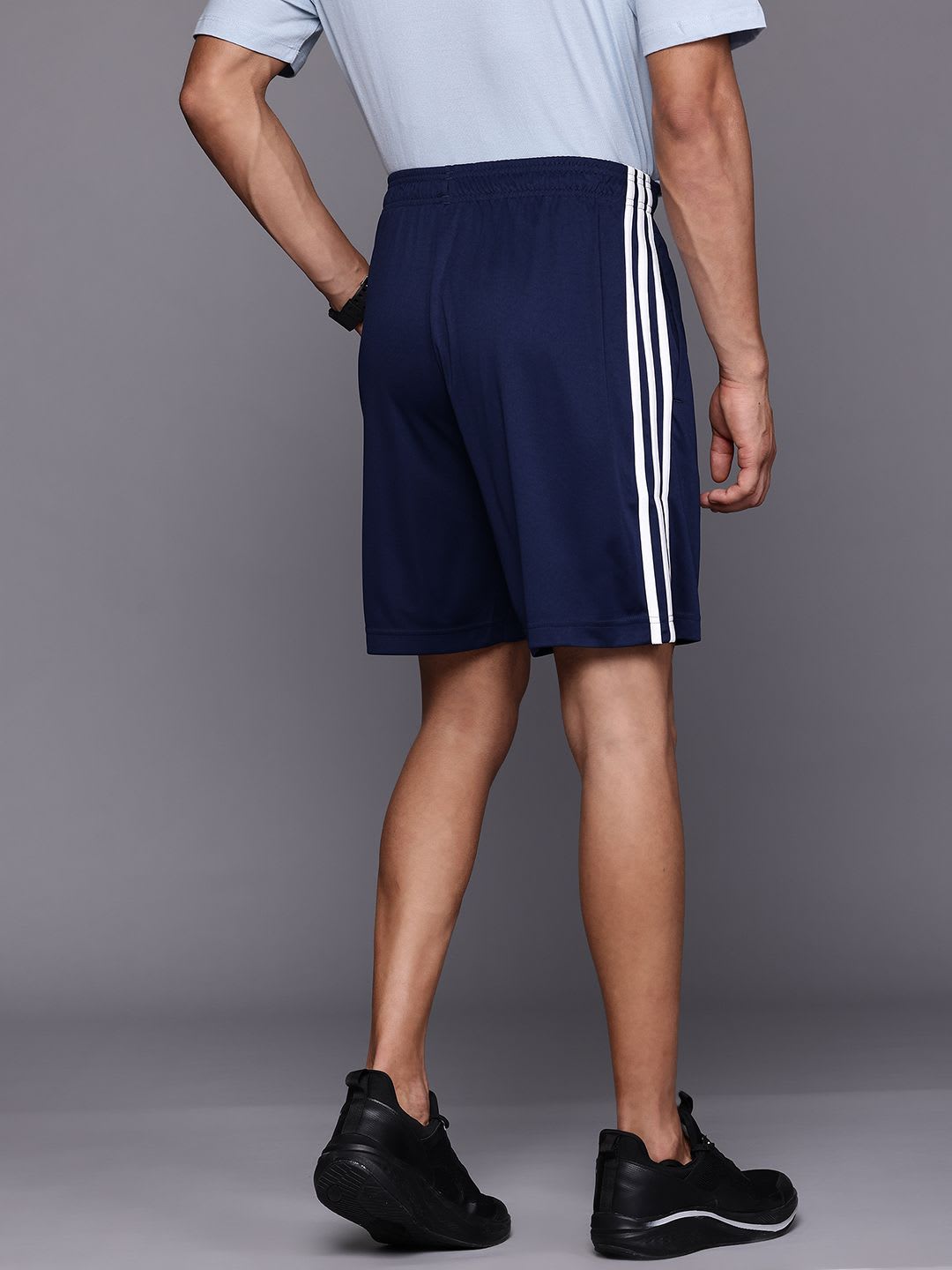 ADIDAS Men Brand Logo Detail 3 Stripes Aeroready Sports Shorts - back view