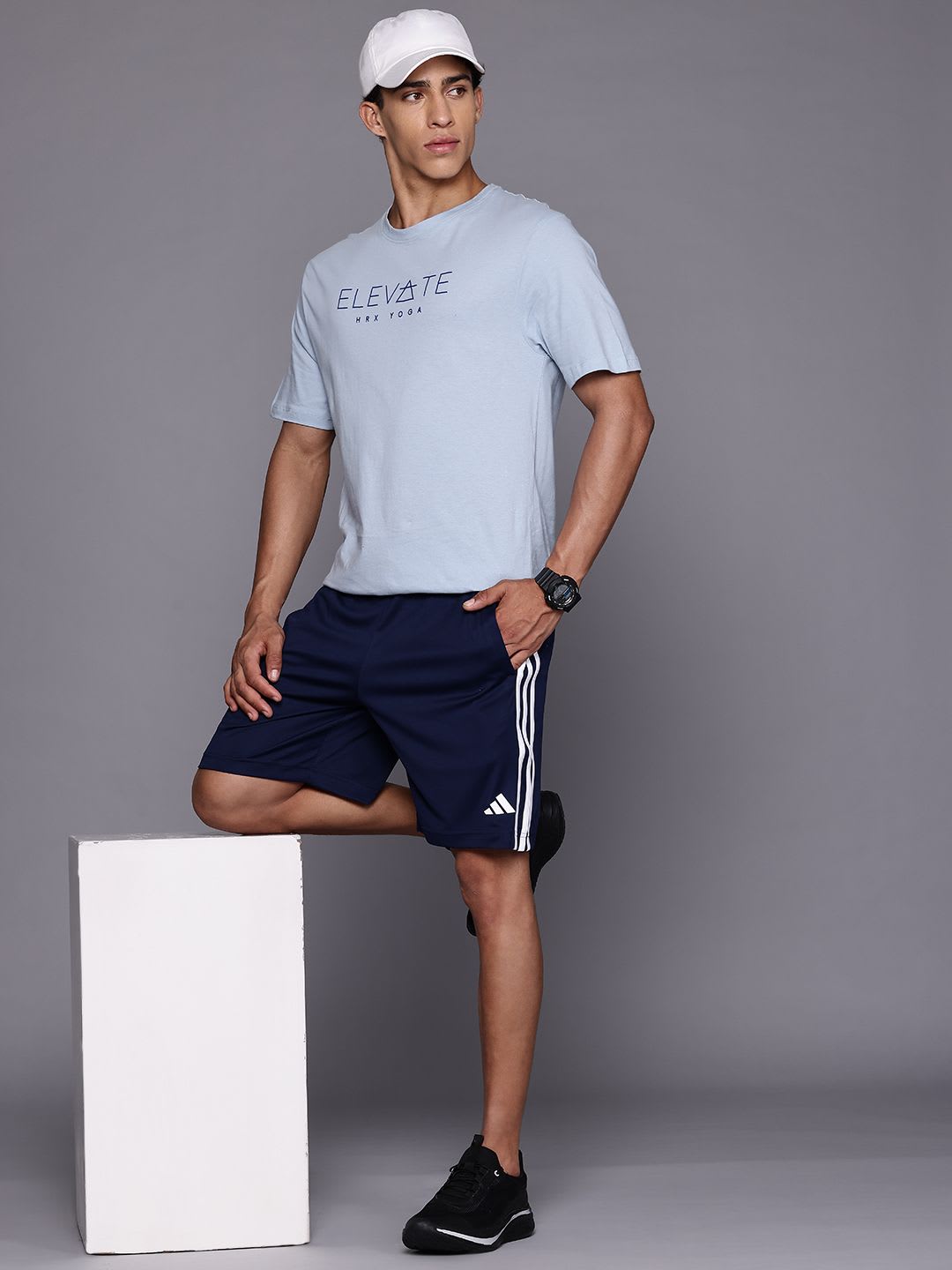 ADIDAS Men Brand Logo Detail 3 Stripes Aeroready Sports Shorts - right view