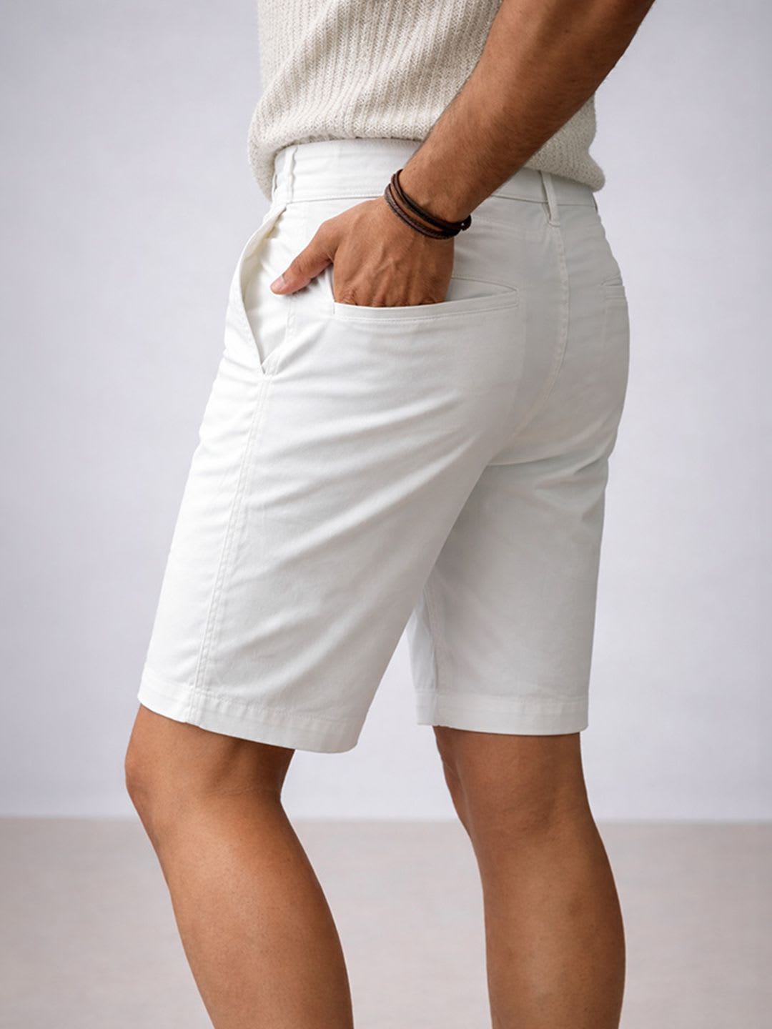 KINGDOM OF WHITE STROLL Men White Cotton Shorts for Everyday Wear - left view
