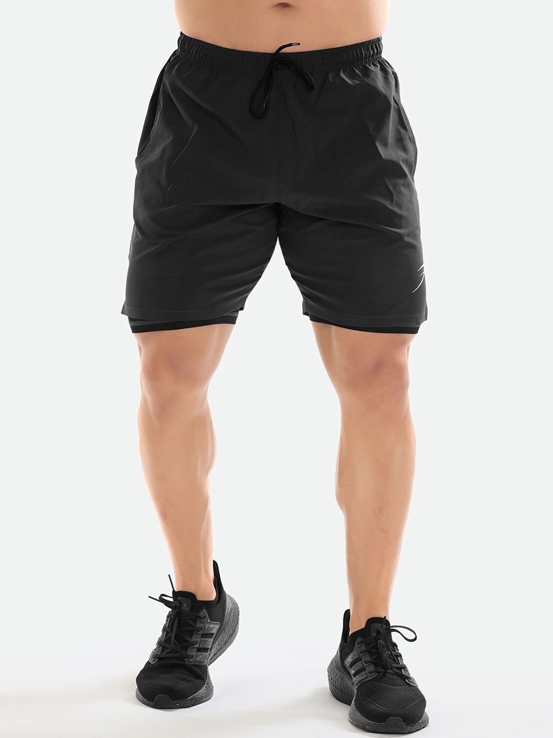 FUAARK Men Grey Skinny Fit High-Rise Training or Gym Sports Shorts with Antimicrobial Technology - default view