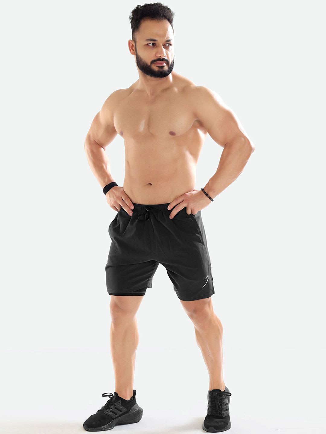 FUAARK Men Grey Skinny Fit High-Rise Training or Gym Sports Shorts with Antimicrobial Technology - right view